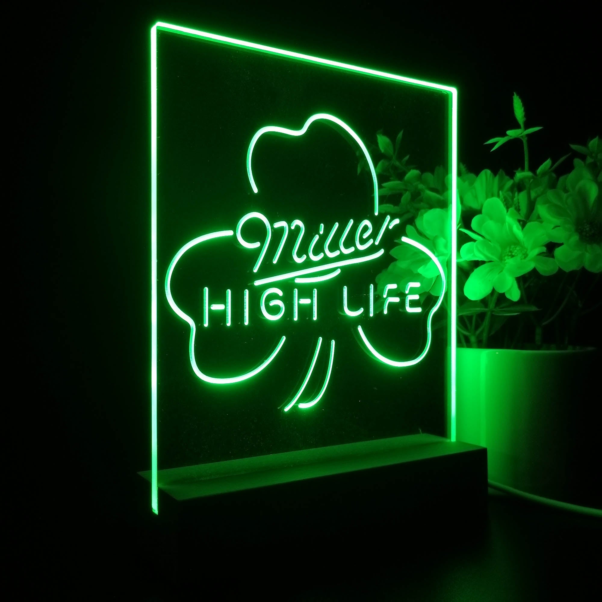 Miller High Life Shamrock Night Light LED Sign