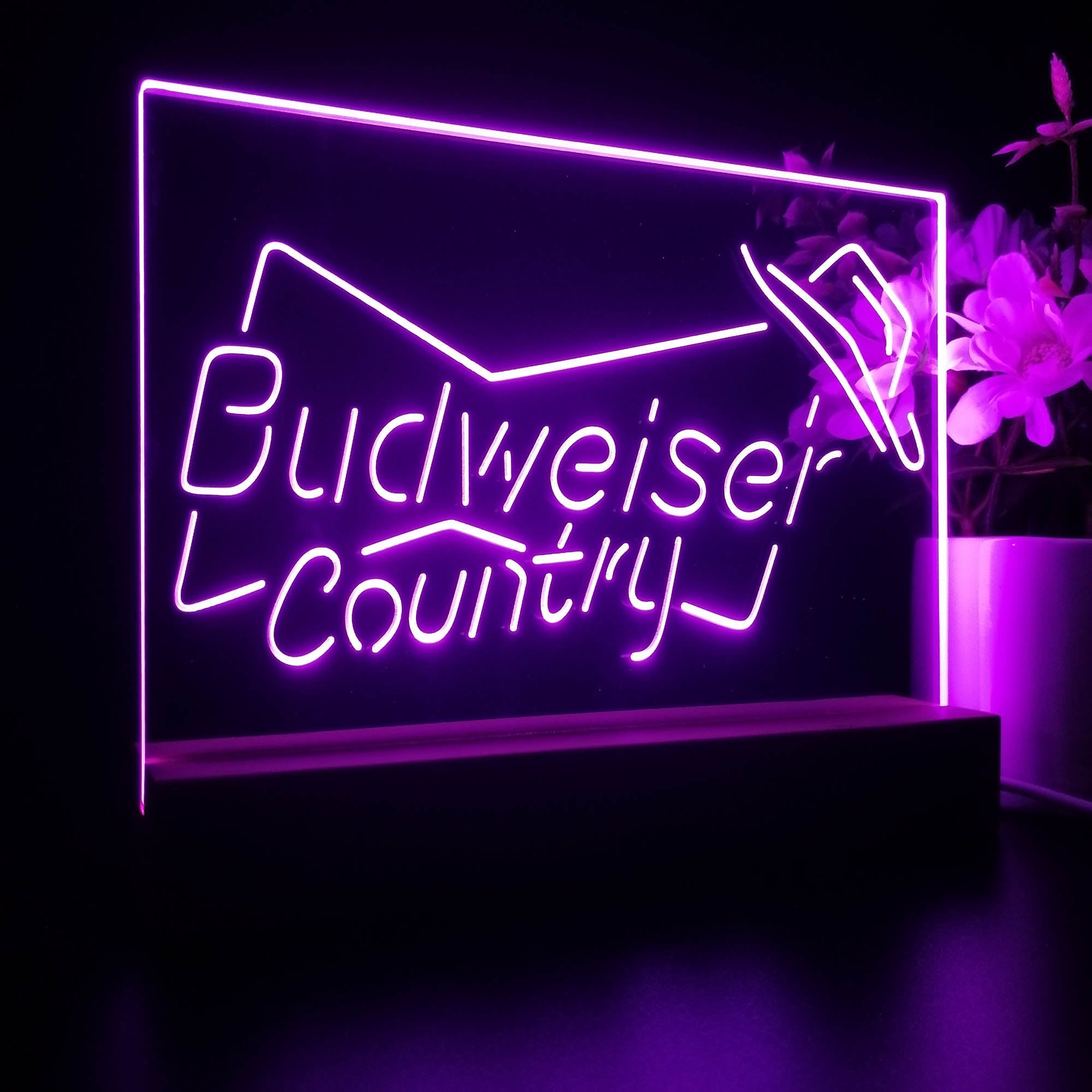 Budweiser Country Cowboys Bowtie Hat Night Light LED Sign