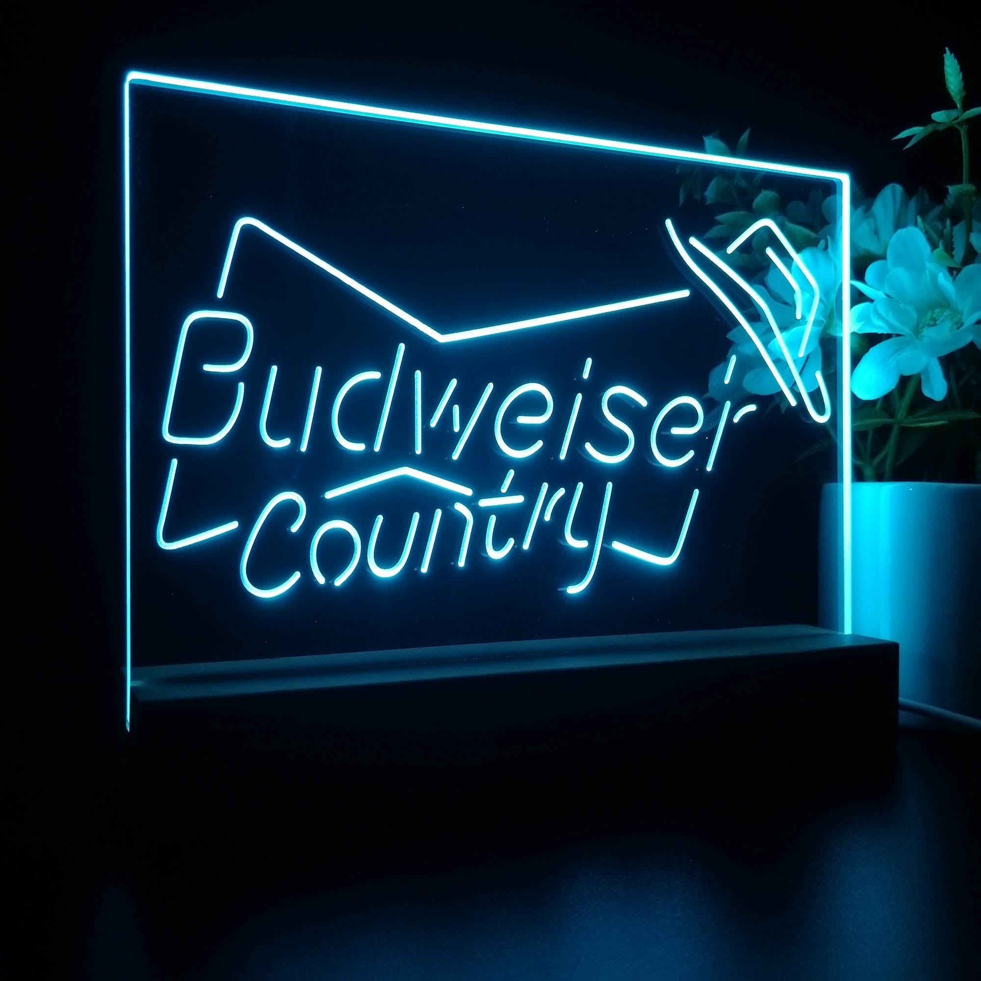 Budweiser Country Cowboys Bowtie Hat Night Light LED Sign
