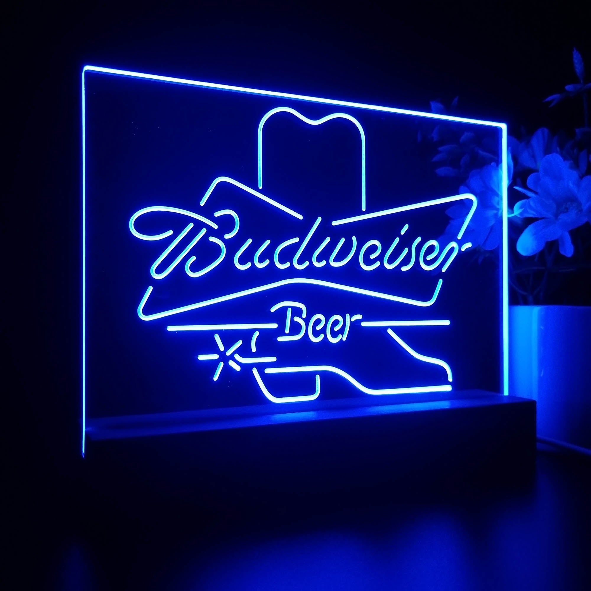 Budweisers Cowboys Boot Home Beer Bar Decoration Gifts Night Light LED Sign