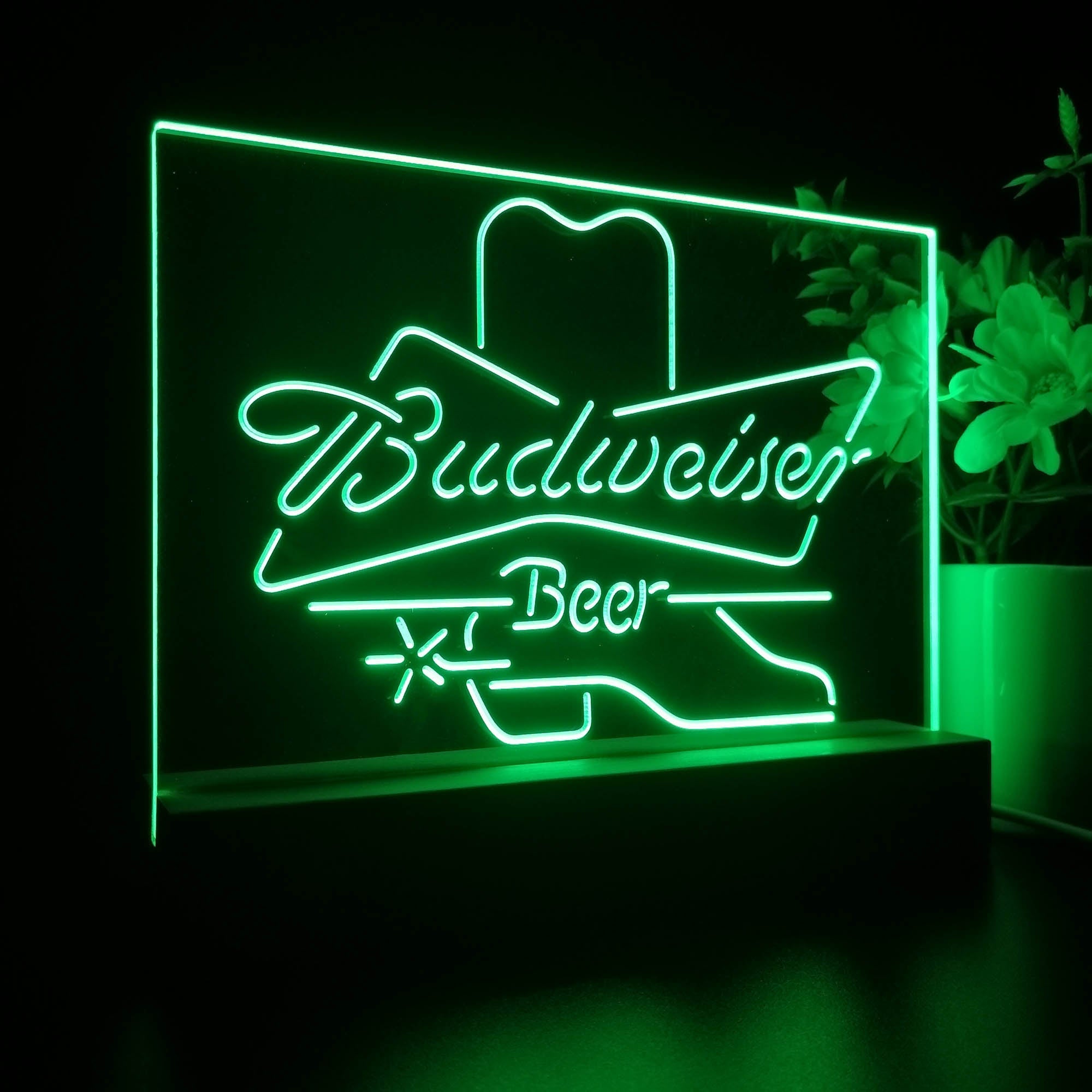 Budweisers Cowboys Boot Home Beer Bar Decoration Gifts Night Light LED Sign