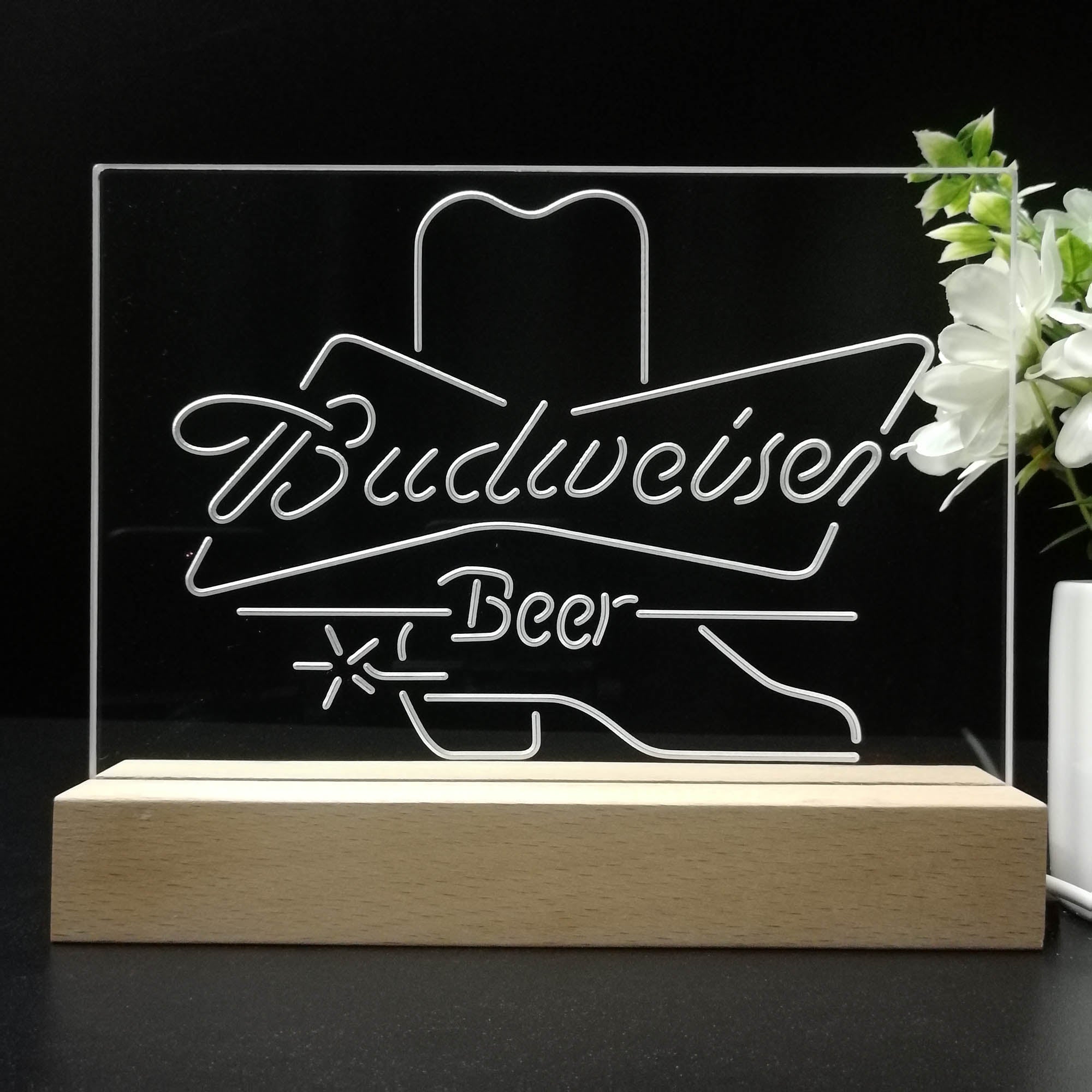 Budweisers Cowboys Boot Home Beer Bar Decoration Gifts Night Light LED Sign