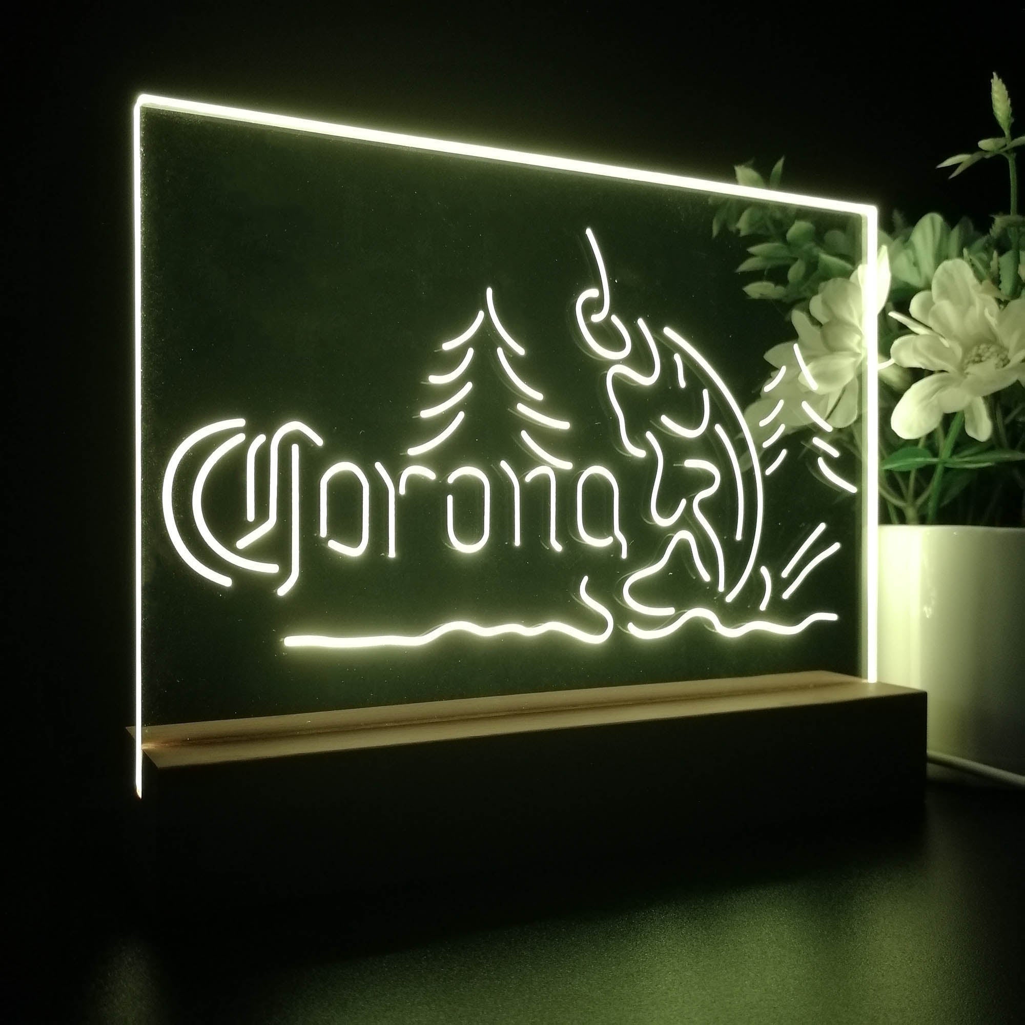 Corona Fishing Cabin House Night Light LED Sign