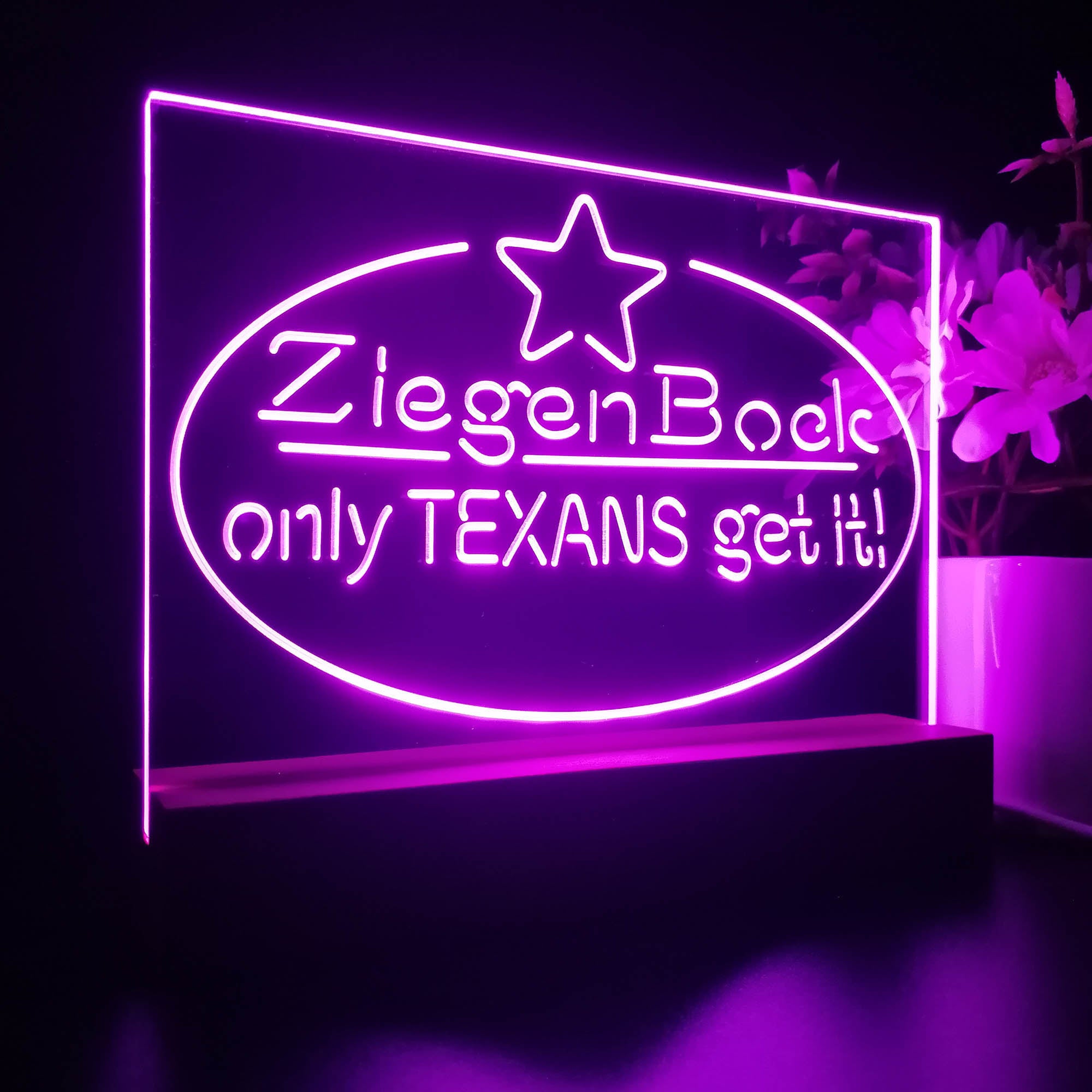 ZiegenBock Amber Only Texans Get it Night Light LED Sign