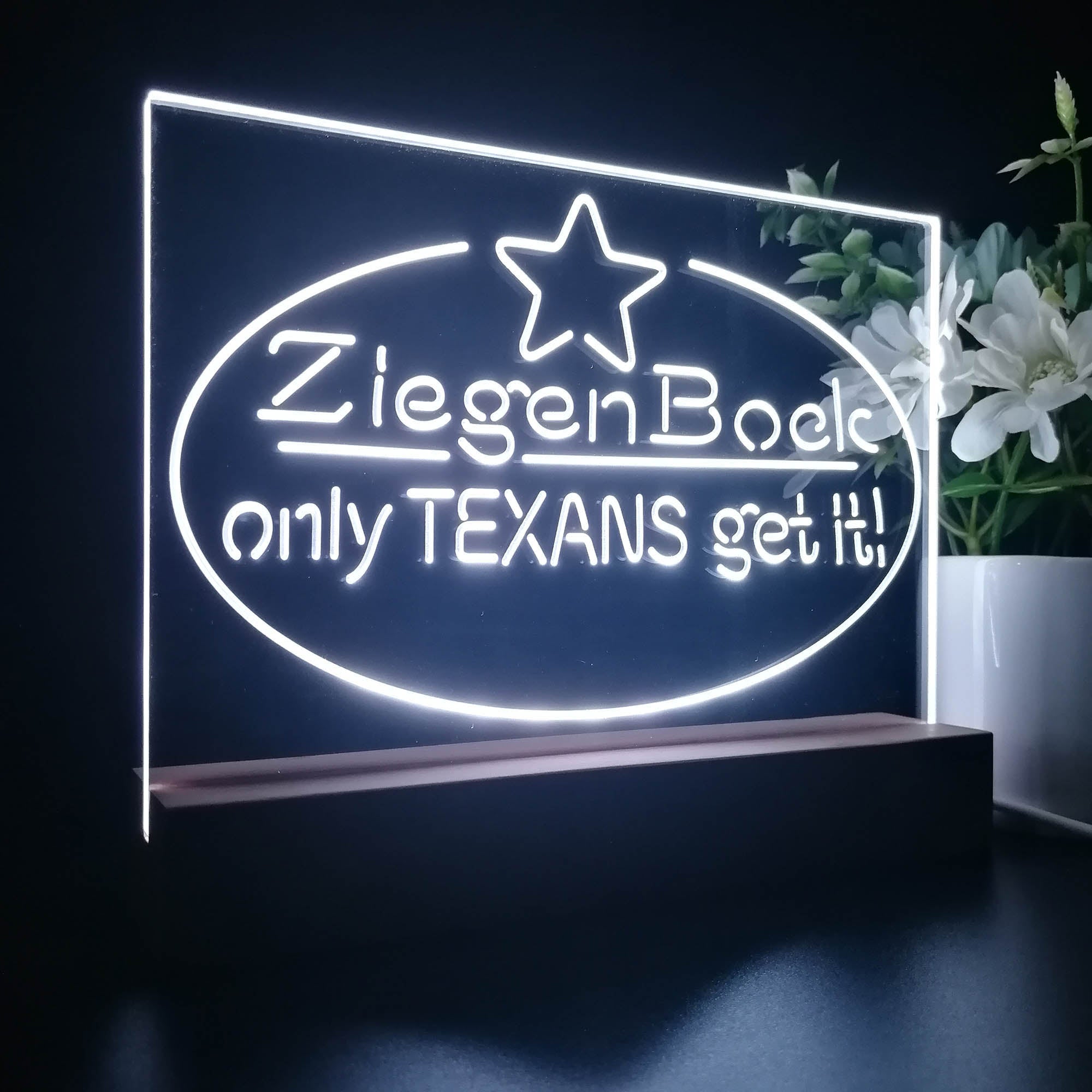 ZiegenBock Amber Only Texans Get it Night Light LED Sign