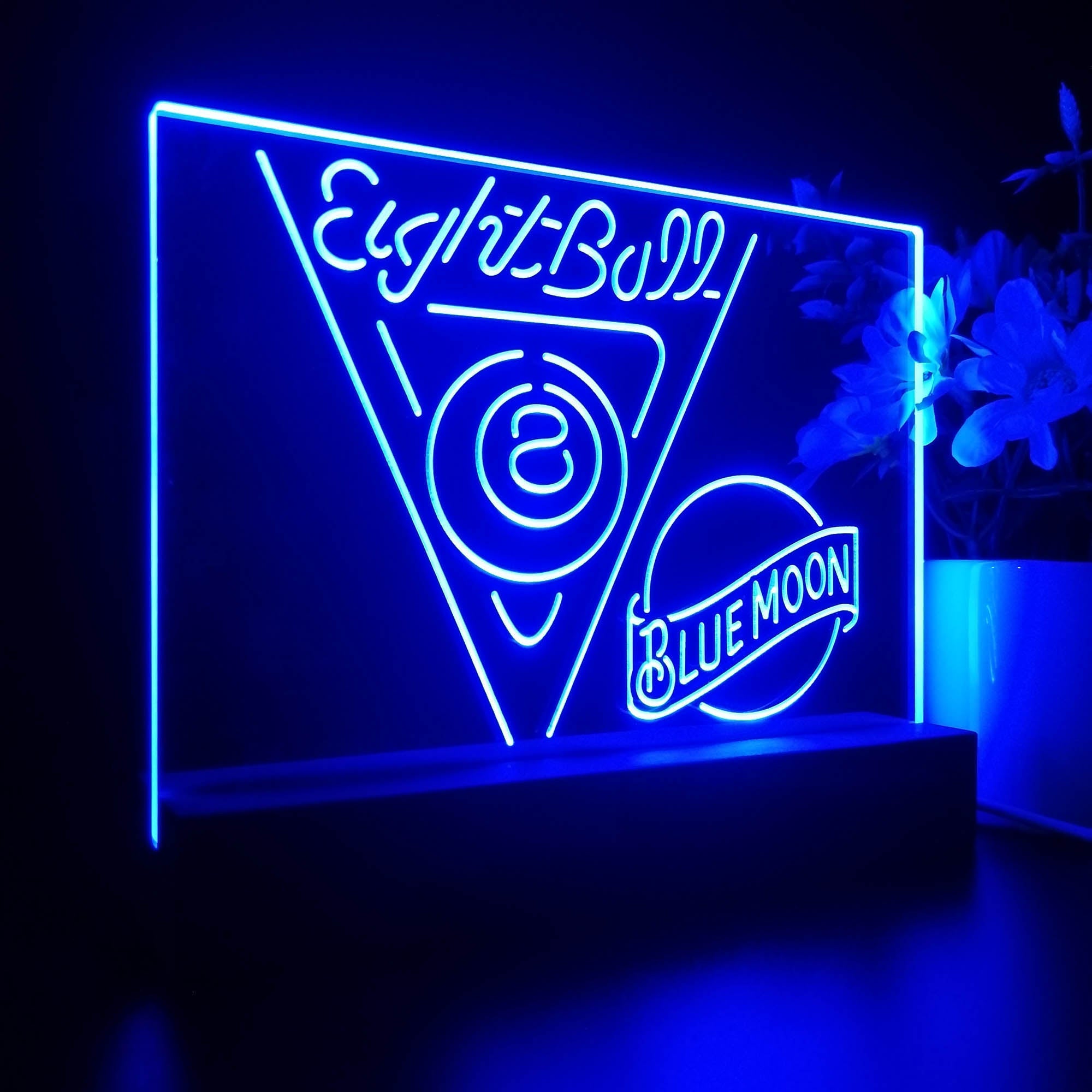 Blue Moon Eight Ball Pool Snooker Room Night Light LED Sign