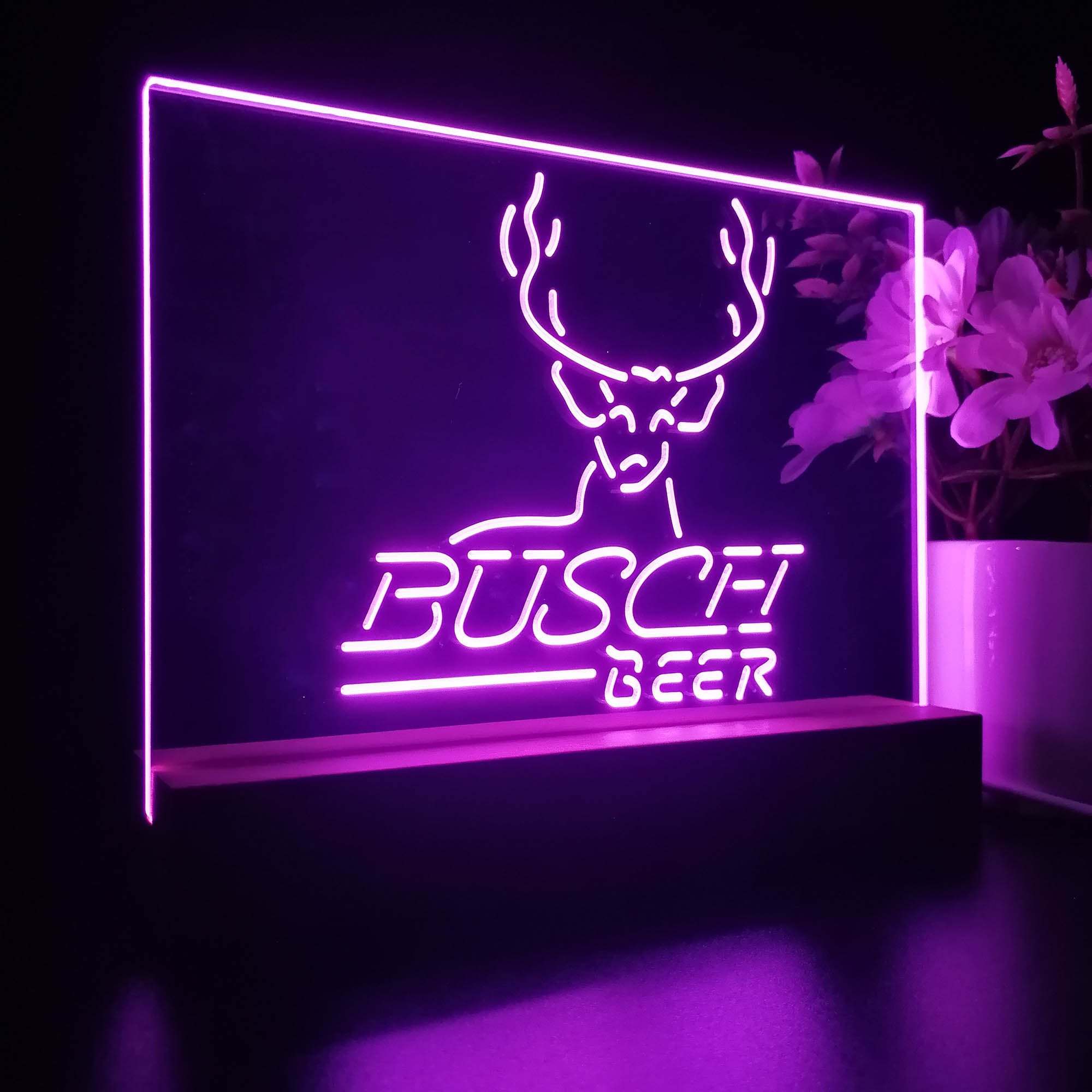 Buschs Beer Cabin Deer Hunt Night Light LED Sign