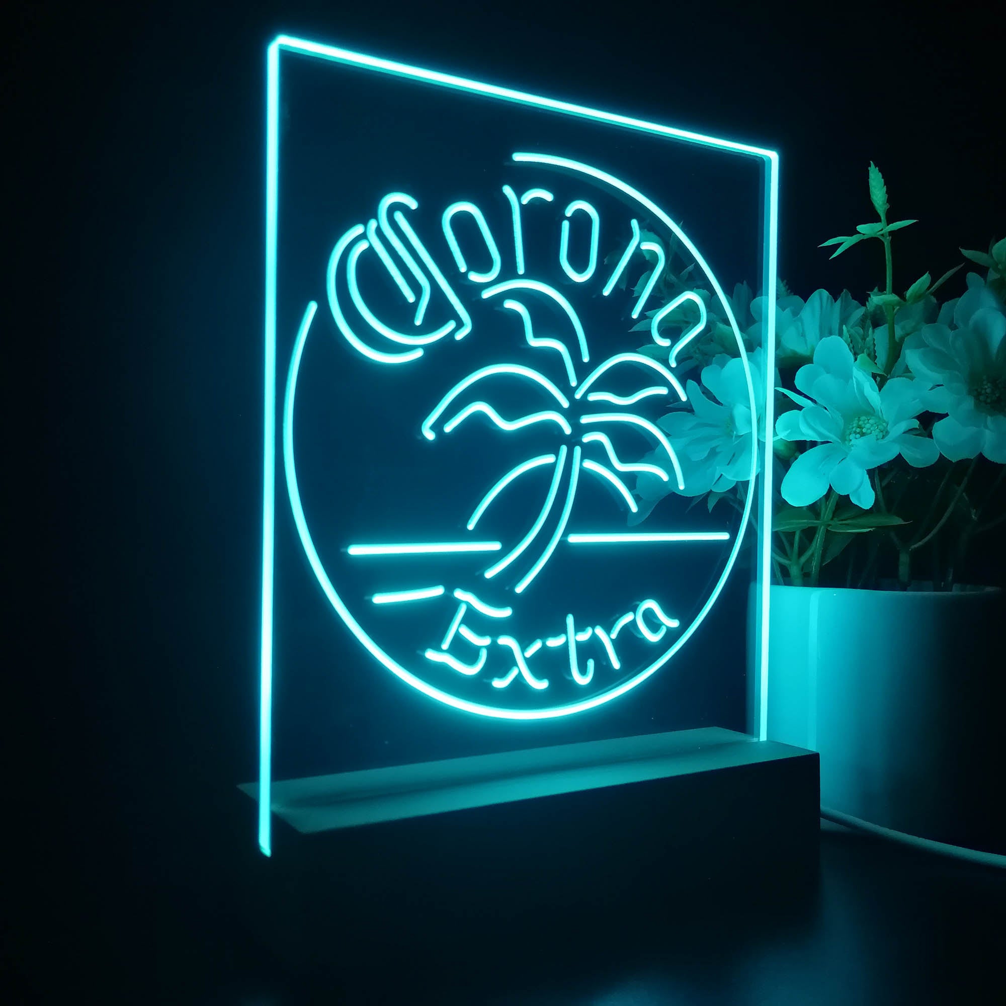 Coronas Palm Tree Island Circle Night Light LED Sign