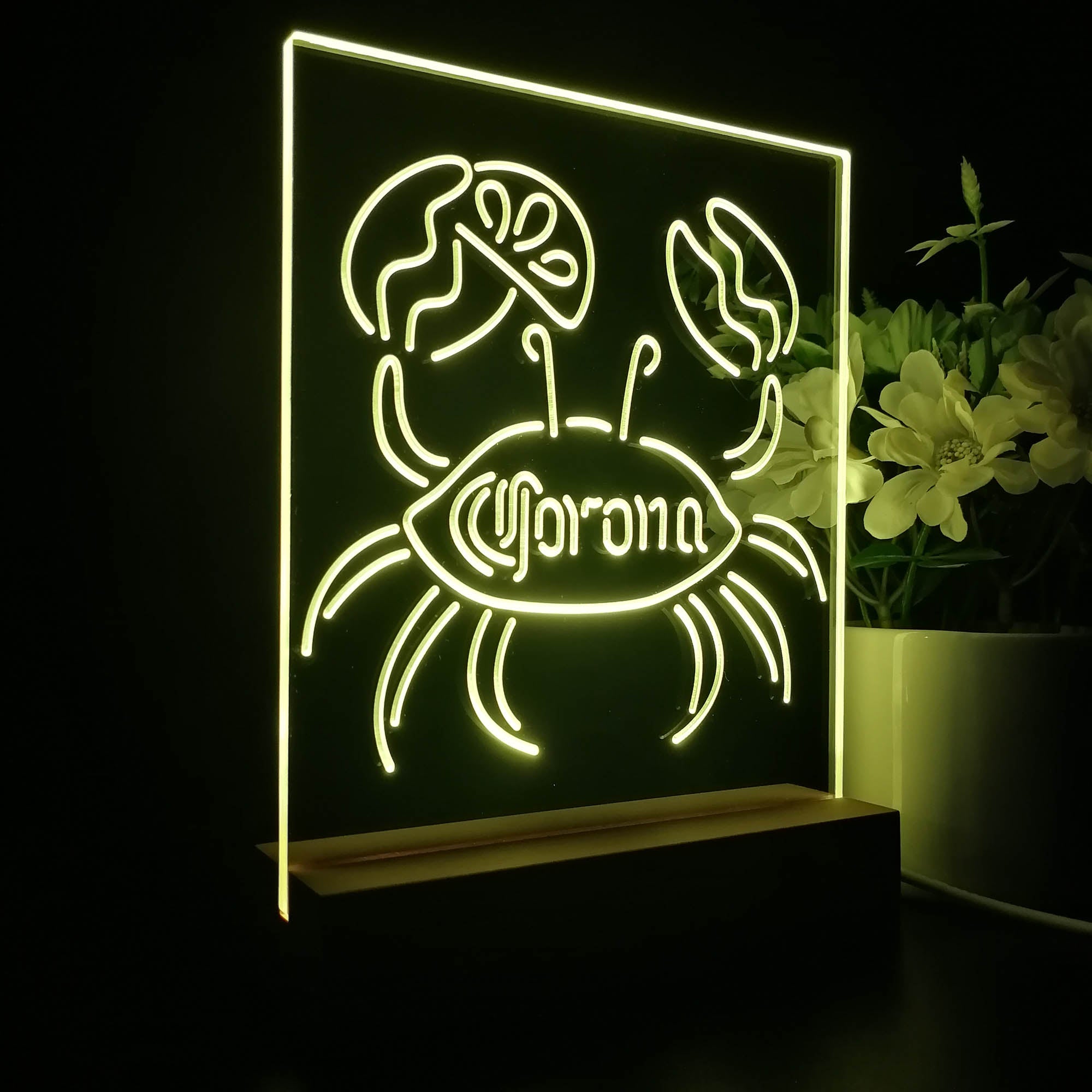Corona Crab Lime Lemon Beer Night Light LED Sign