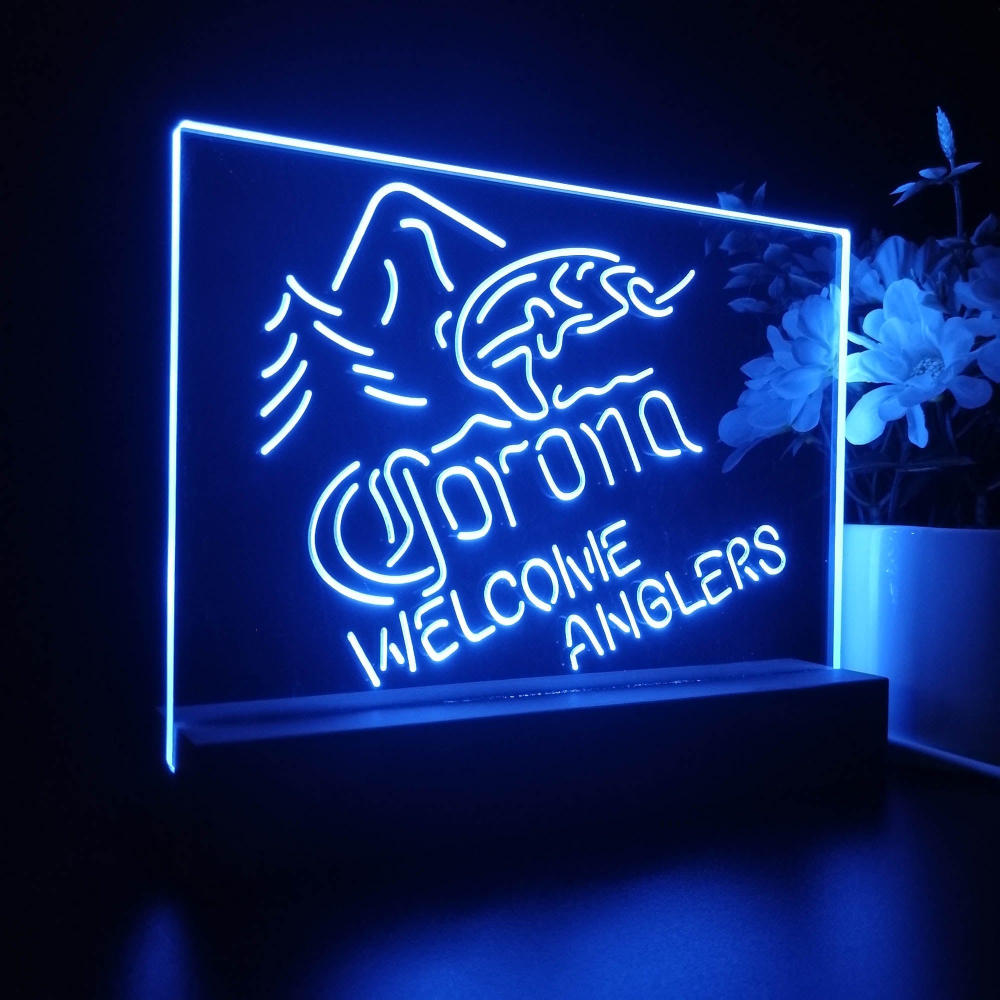 Corona Fishing Welcome Anglers Night Light LED Sign