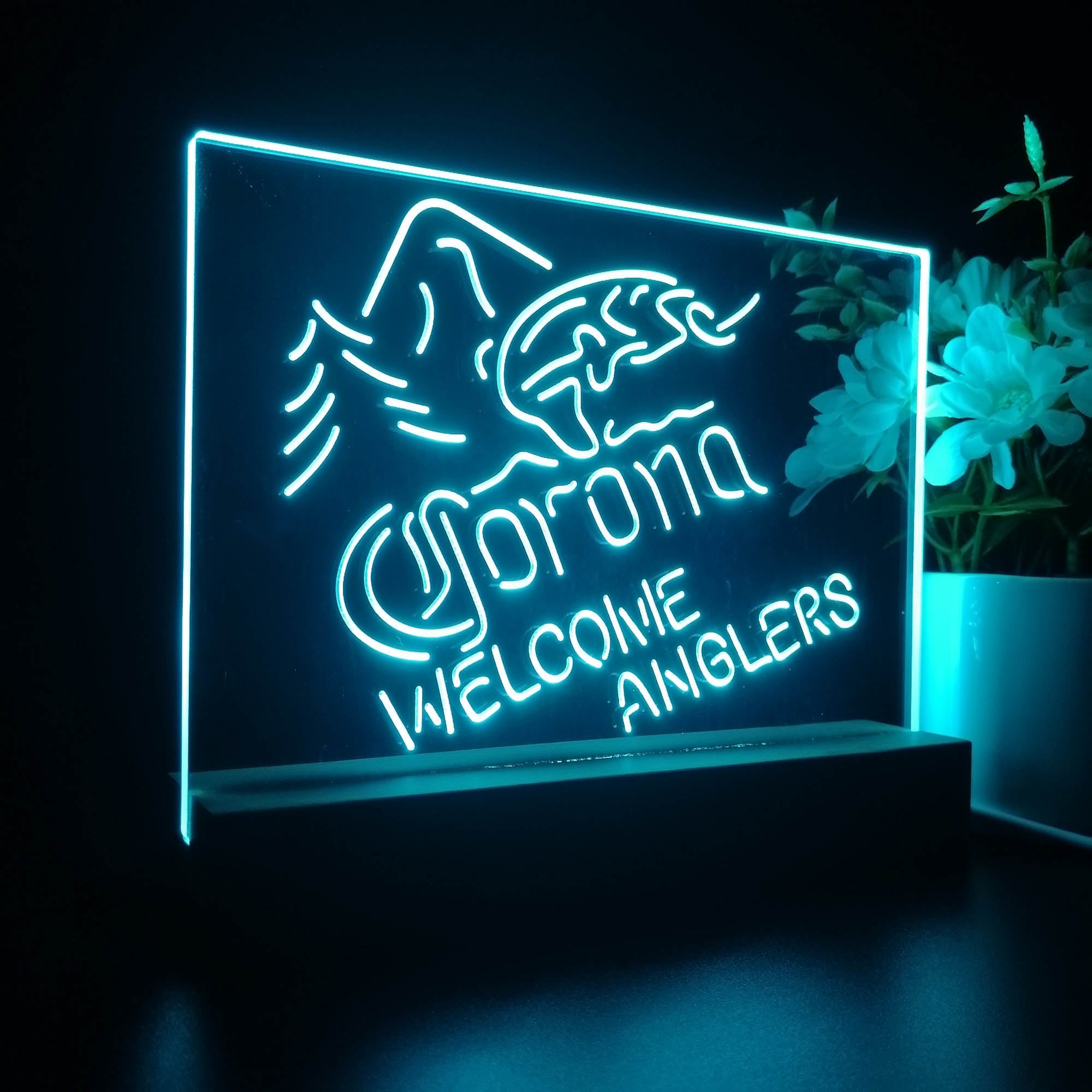 Corona Fishing Welcome Anglers Night Light LED Sign