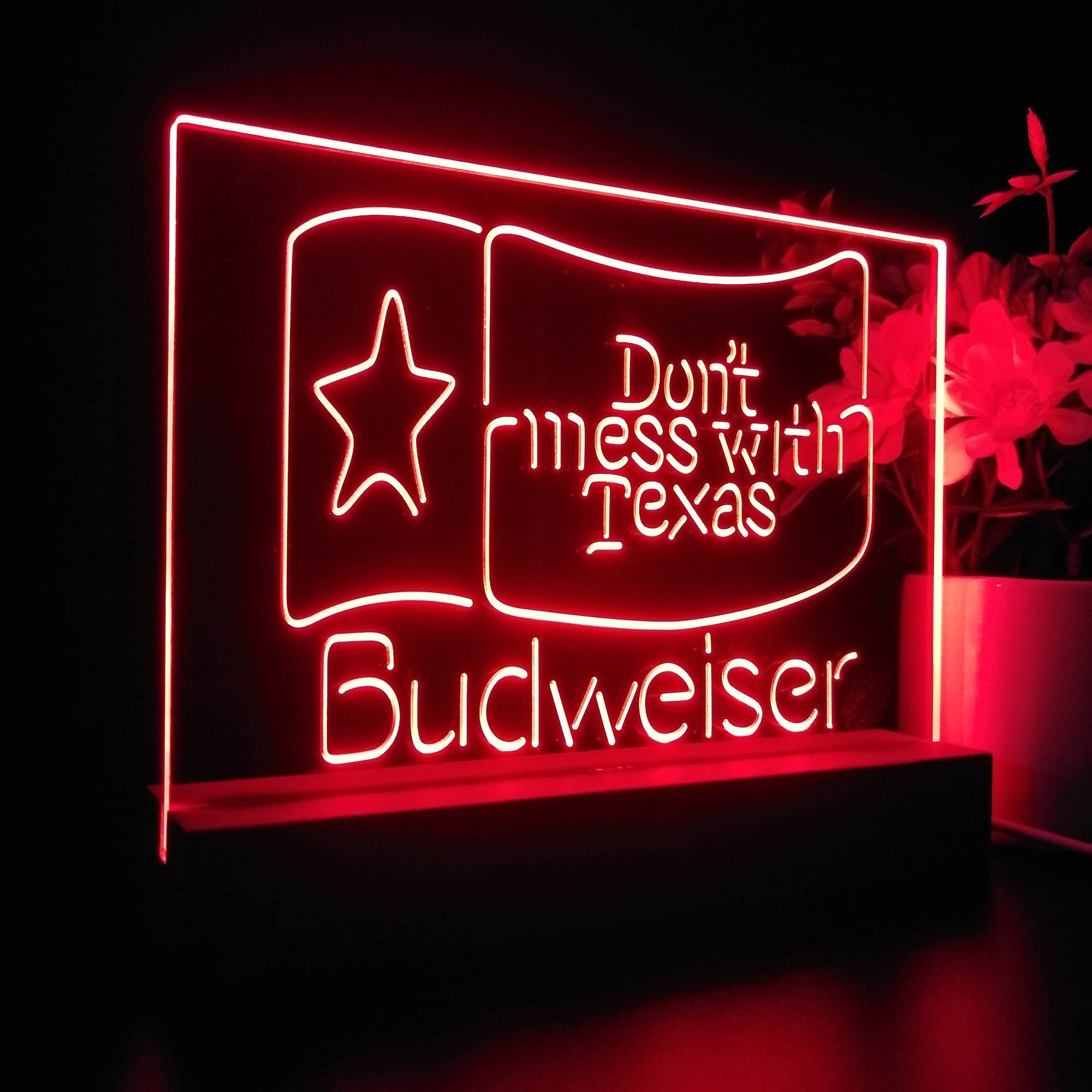 Budweiser Don't Mess with Texas Night Light LED Sign