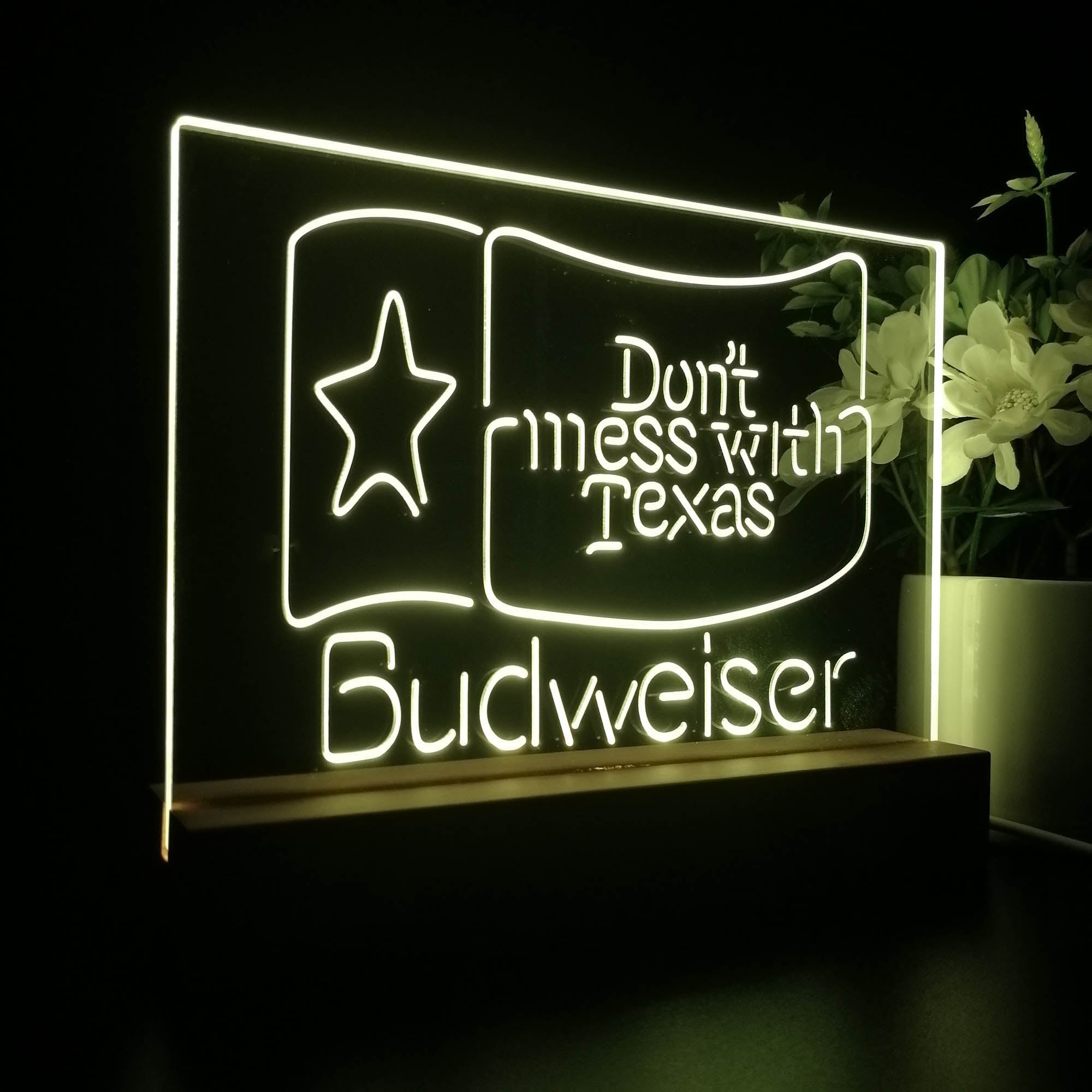 Budweiser Don't Mess with Texas Night Light LED Sign