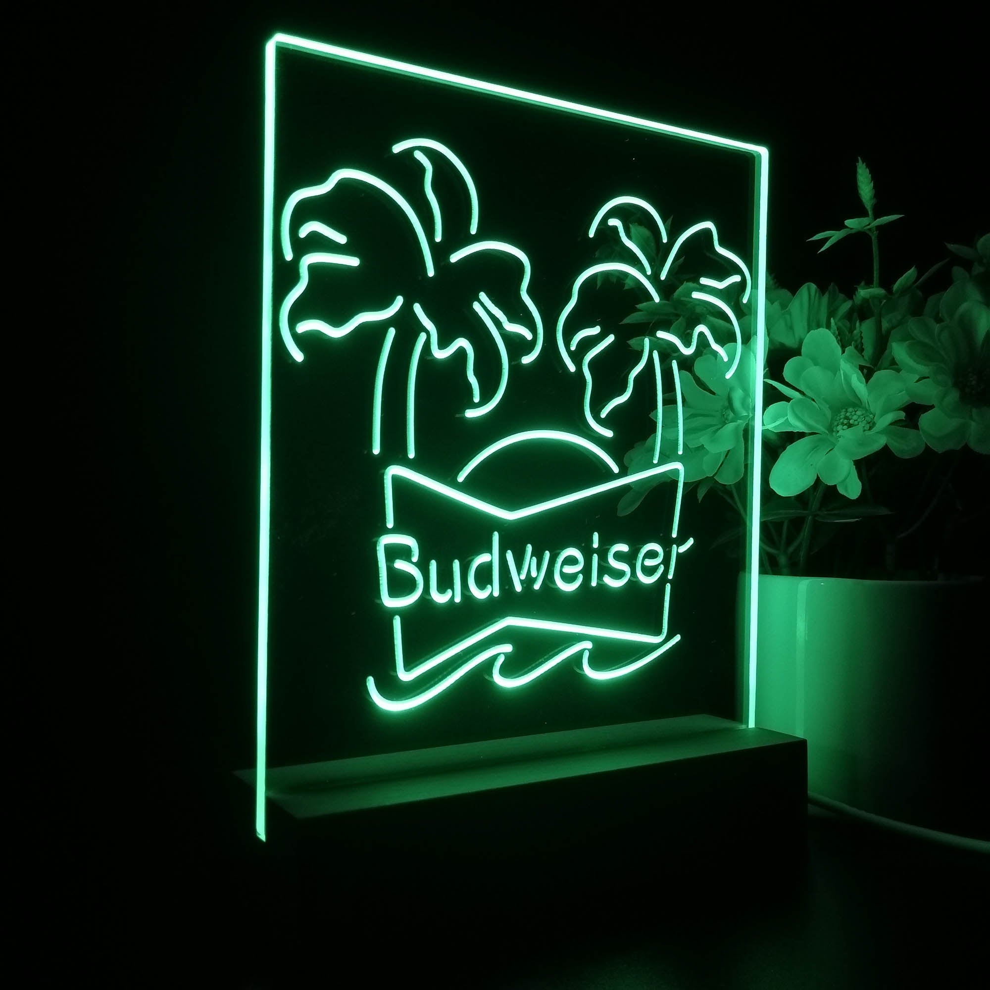 Budweiser Double Palm Tree Beer Night Light LED Sign