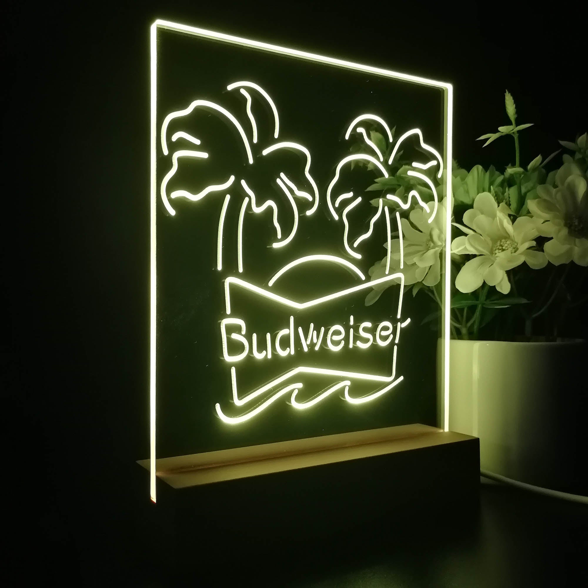 Budweiser Double Palm Tree Beer Night Light LED Sign