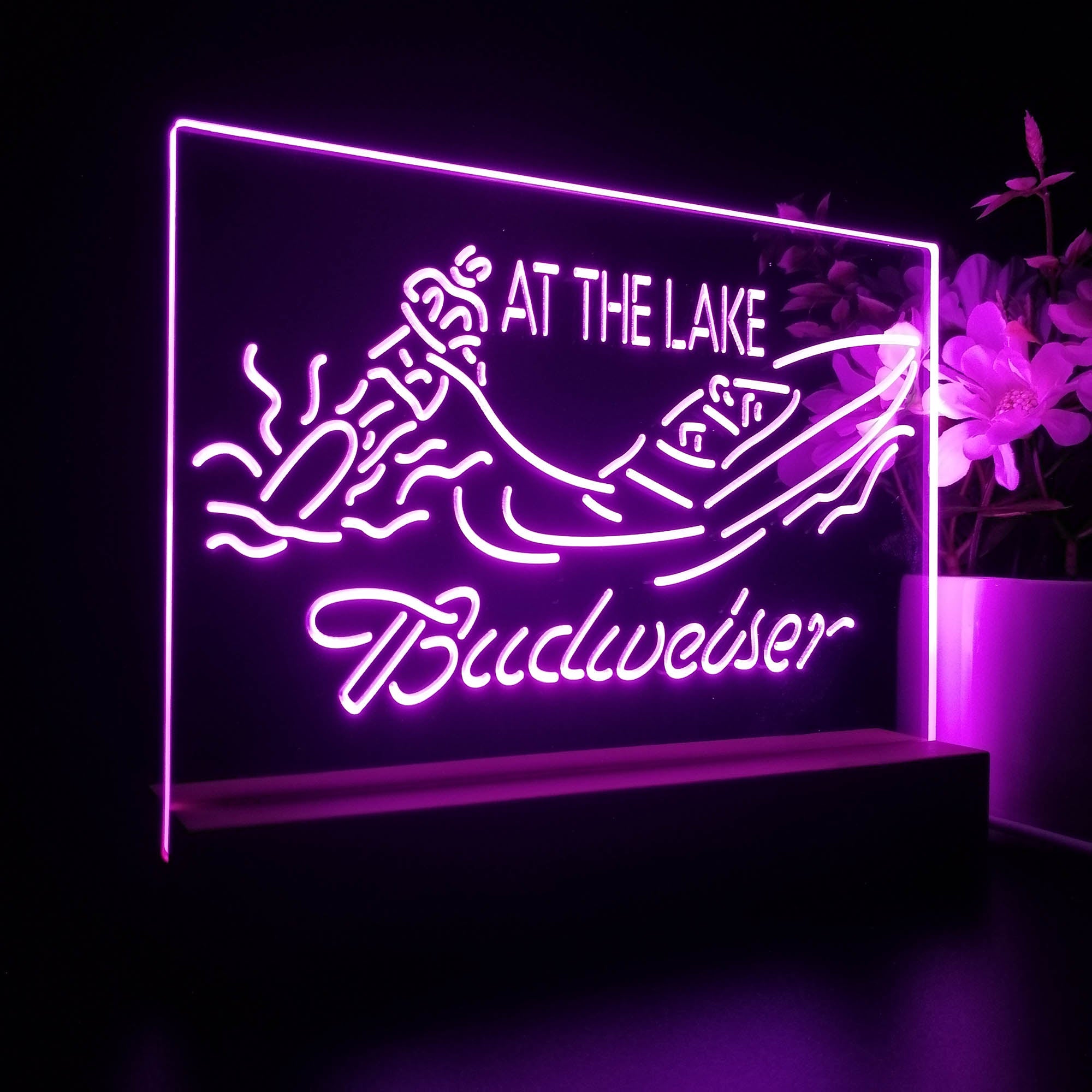 Budweiser At the Lake Cabin Night Light LED Sign