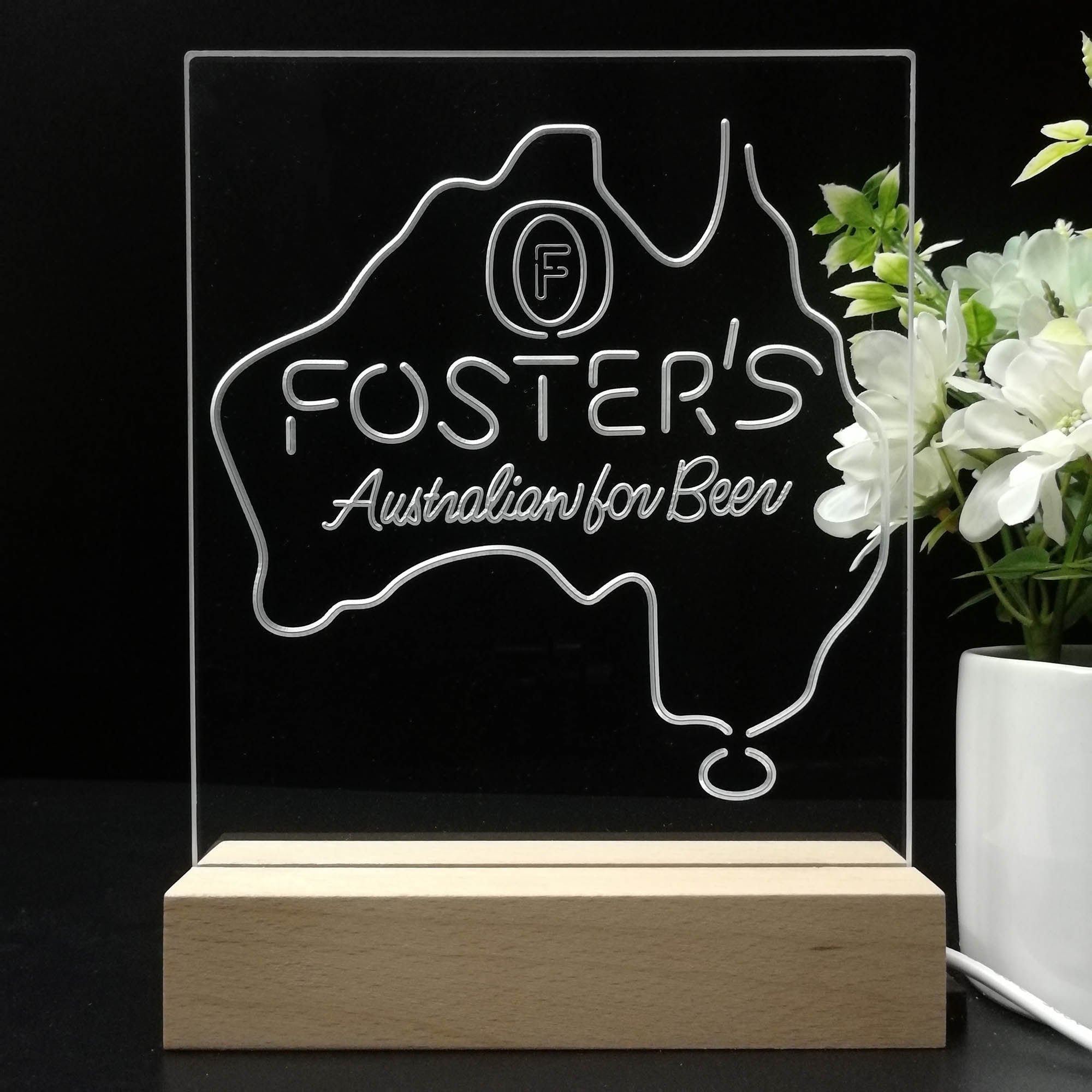 Foster Australian Beer Map Night Light LED Sign