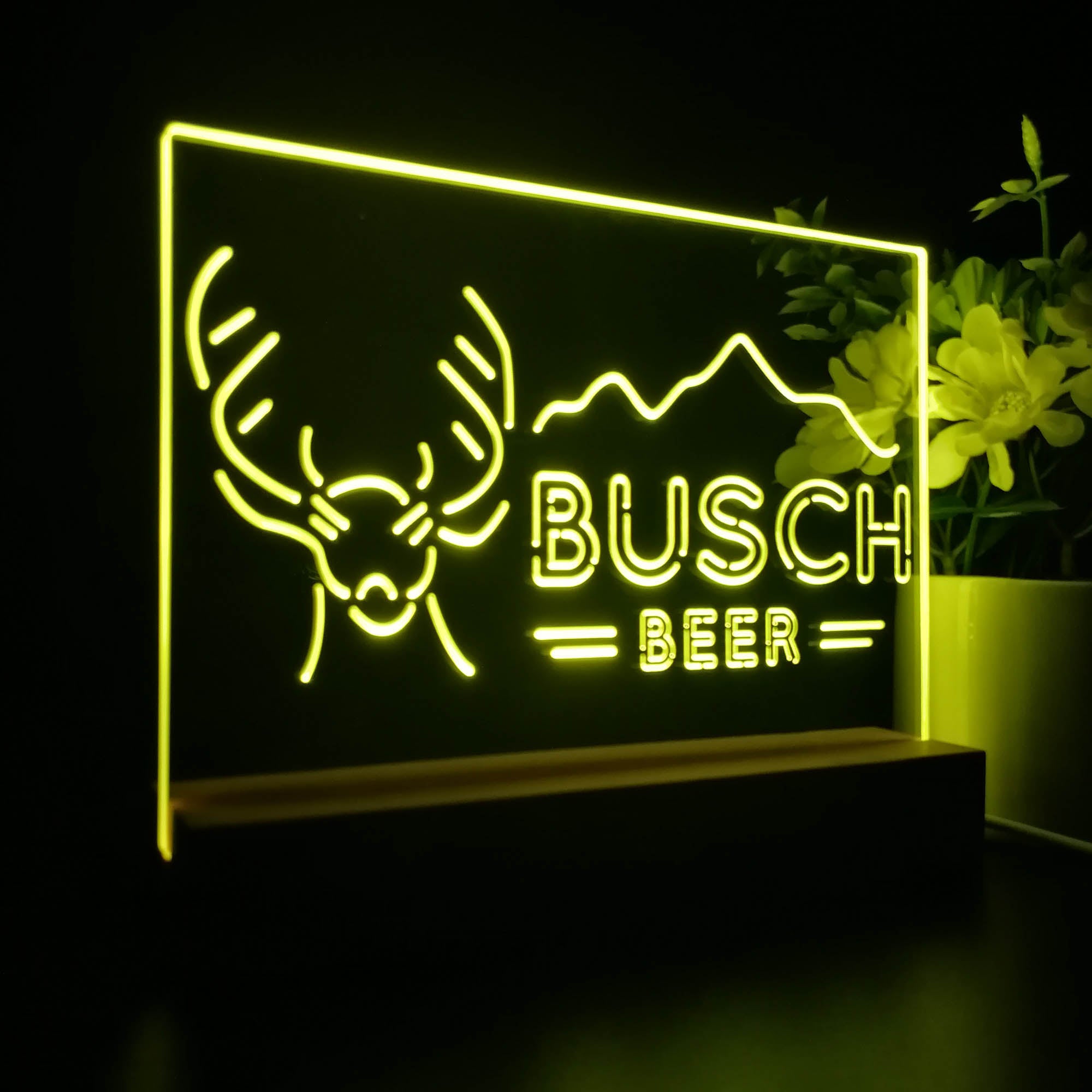 Buschs Beer Deer Mountain Night Light LED Sign