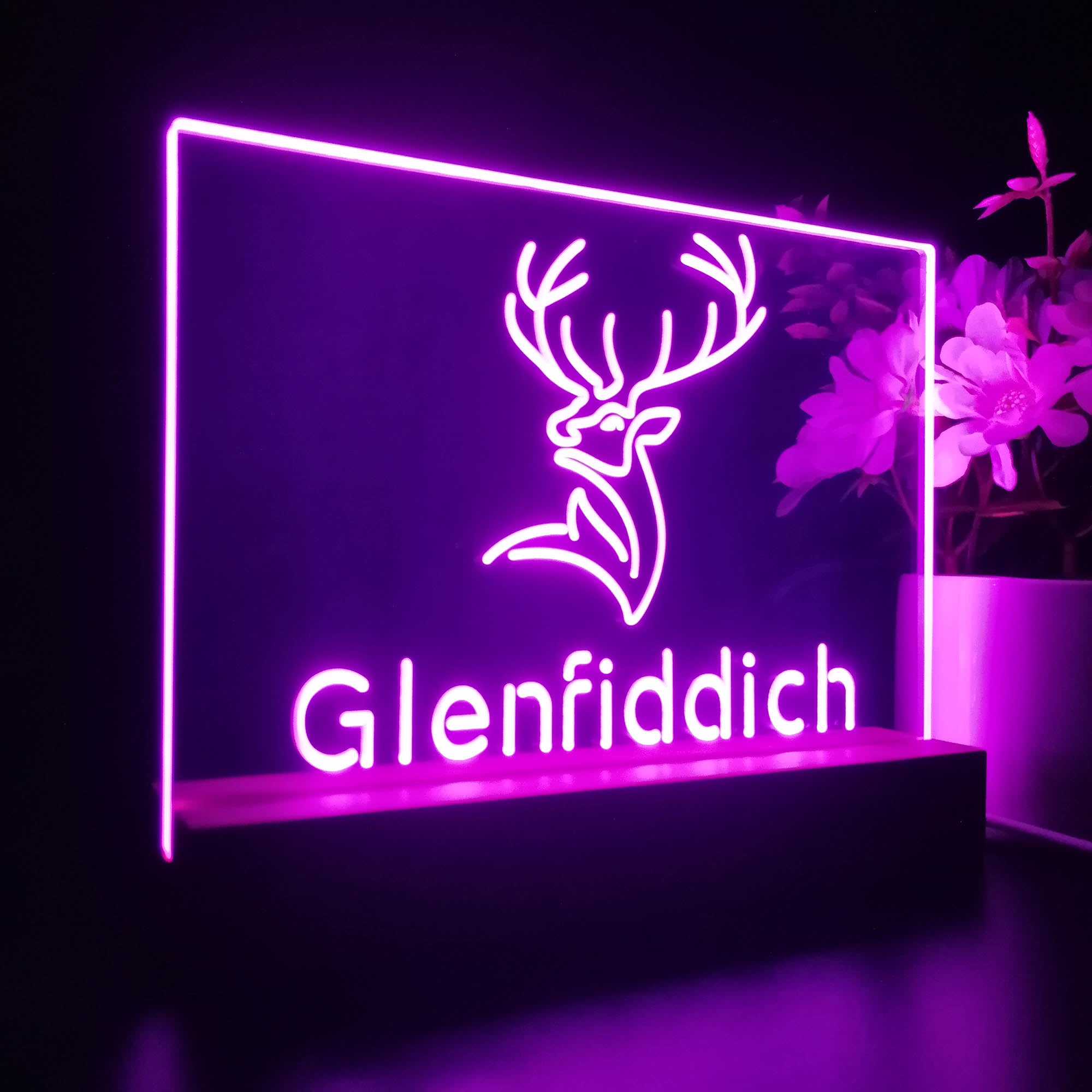 Glenfiddich Whisky Deer Wine Night Light LED Sign