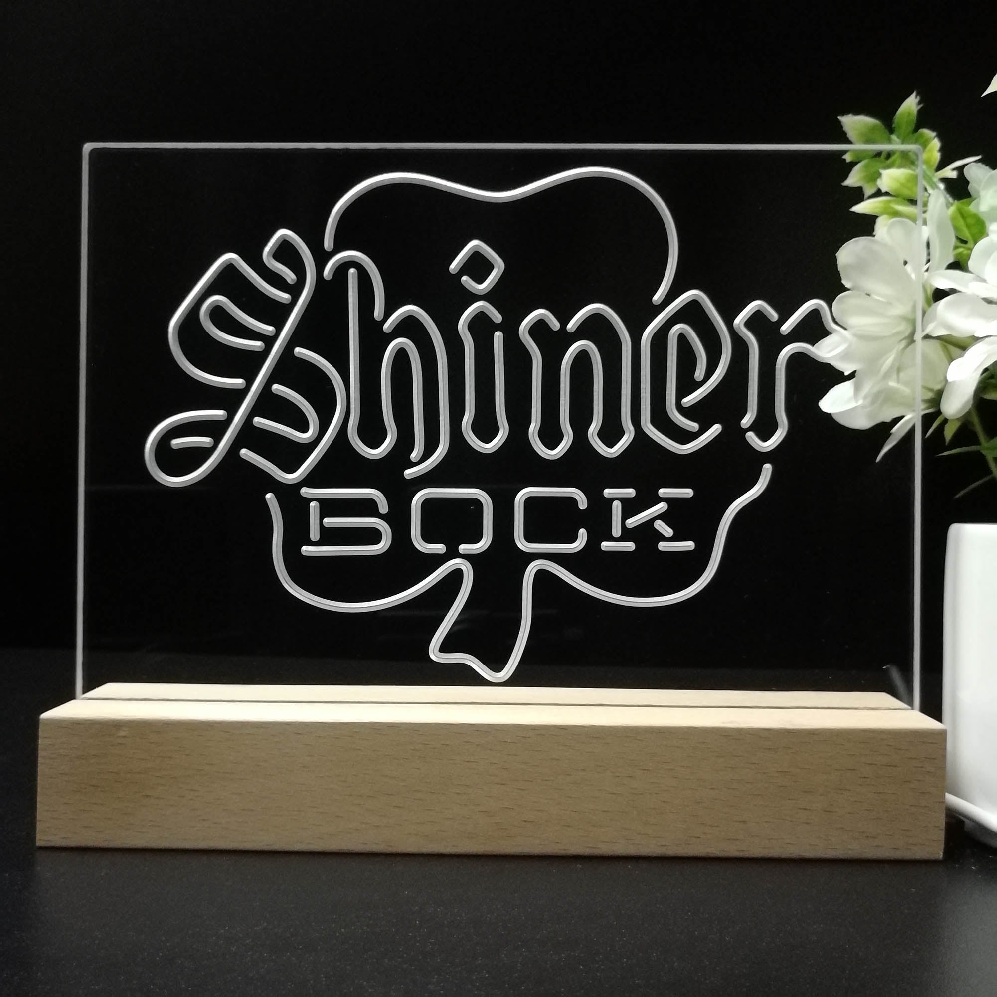 Shiner Bock Shamrock Night Light LED Sign