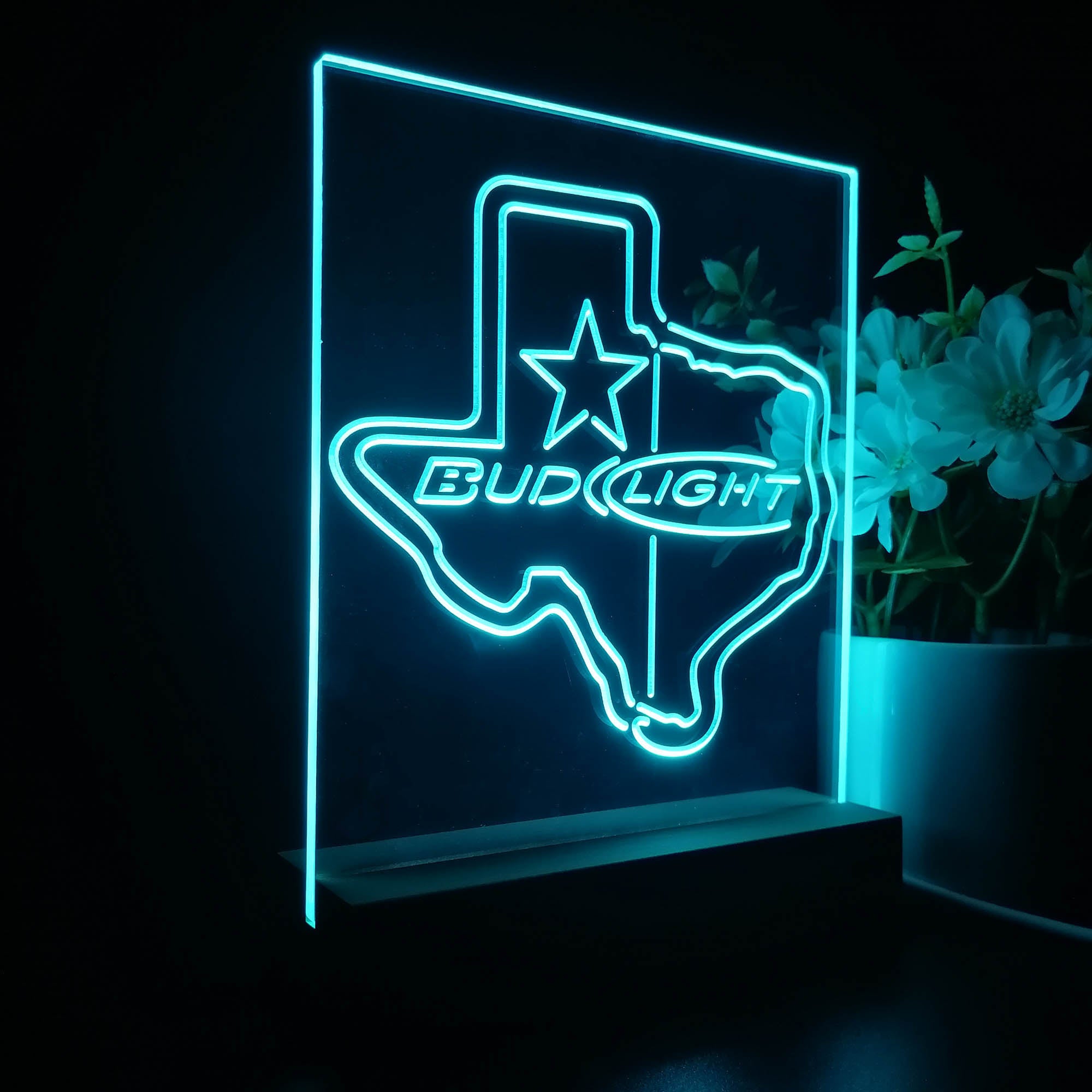Bud Light Texas Star Night Light LED Sign