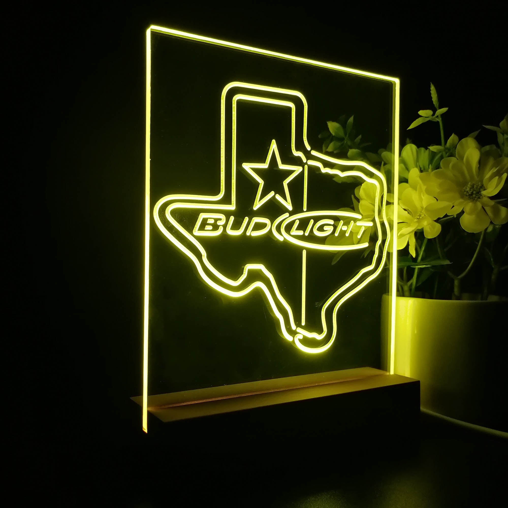 Bud Light Texas Star Night Light LED Sign