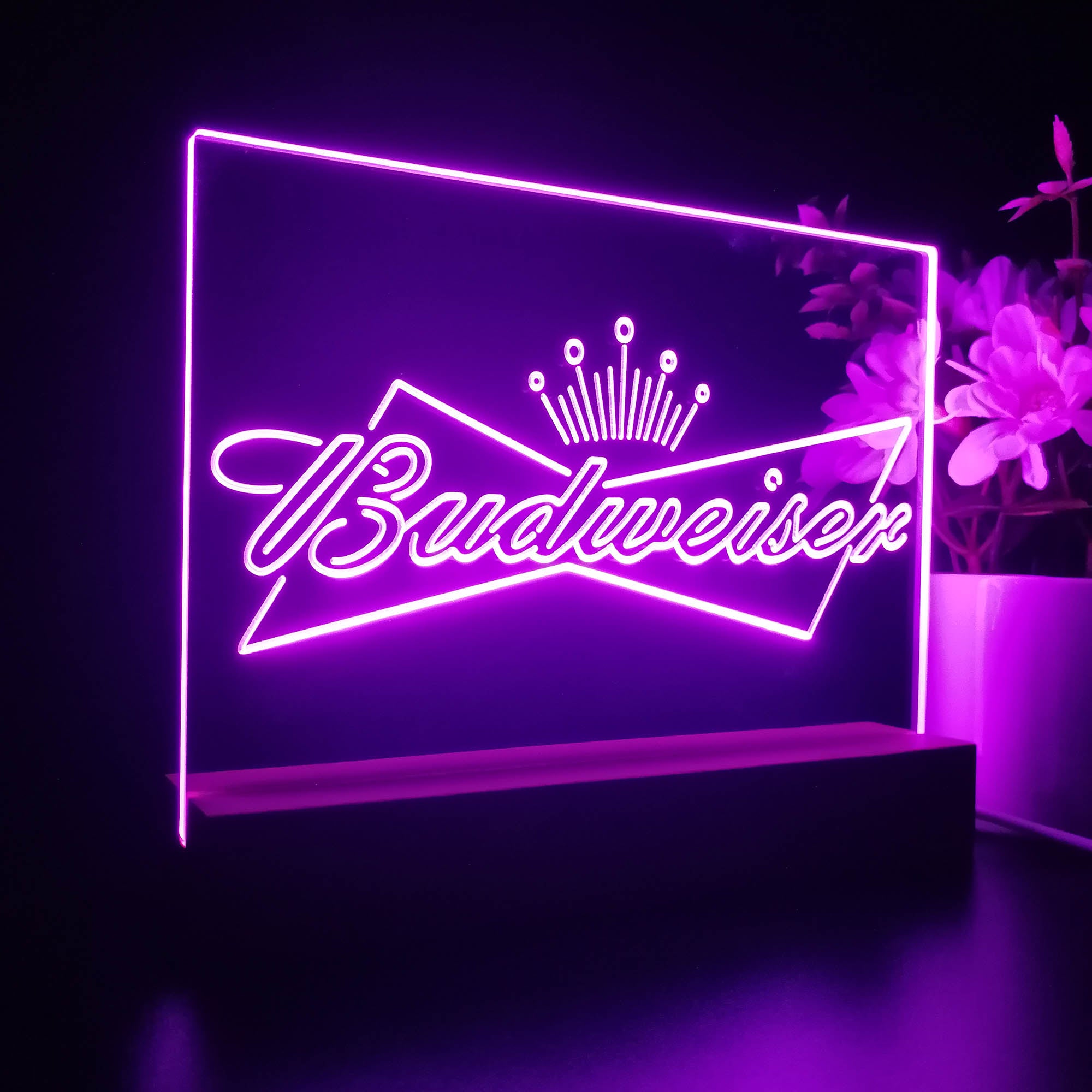 Budweisers Bowtie Crown Night Light LED Sign