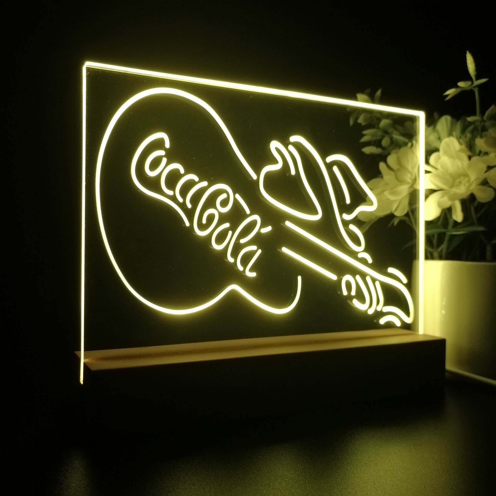 Cola Guitar Bar Night Light LED Sign