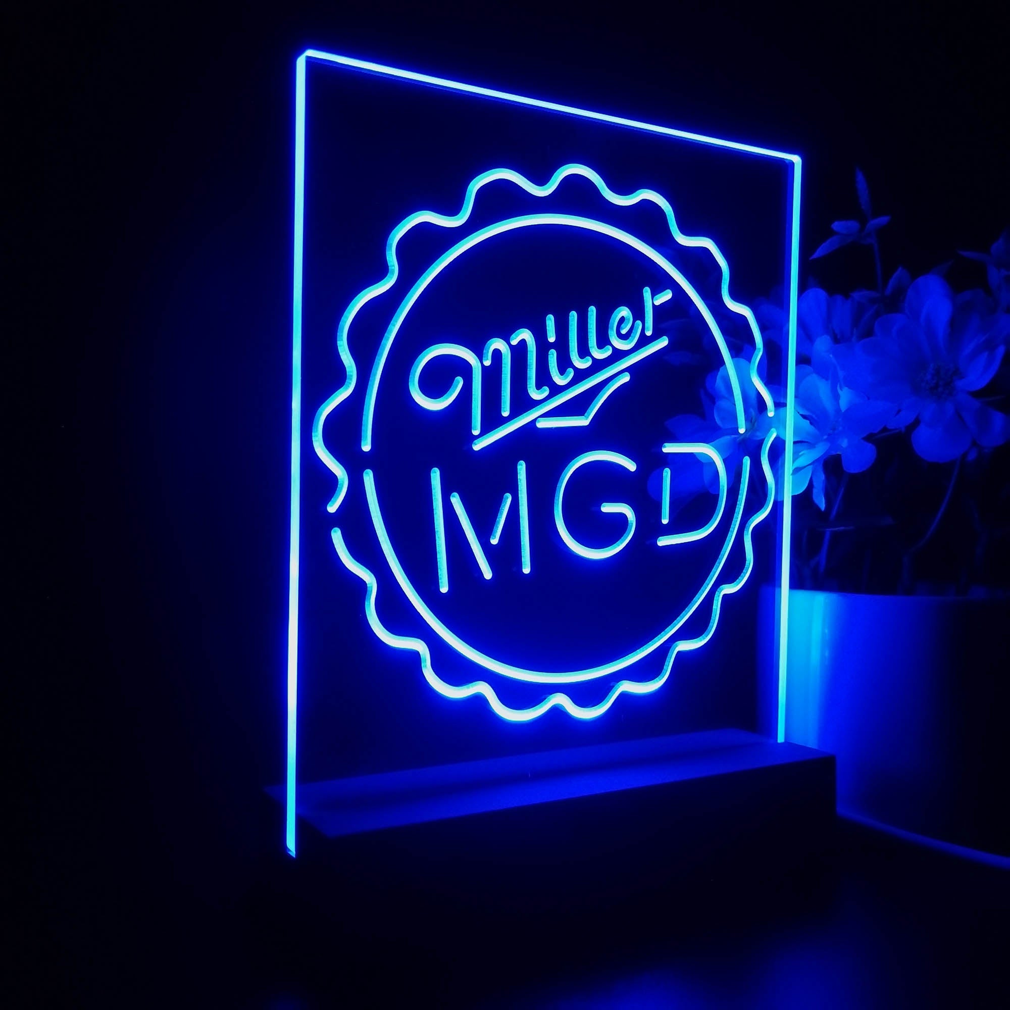 Miller Lite MGD Bottle Cap Night Light LED Sign