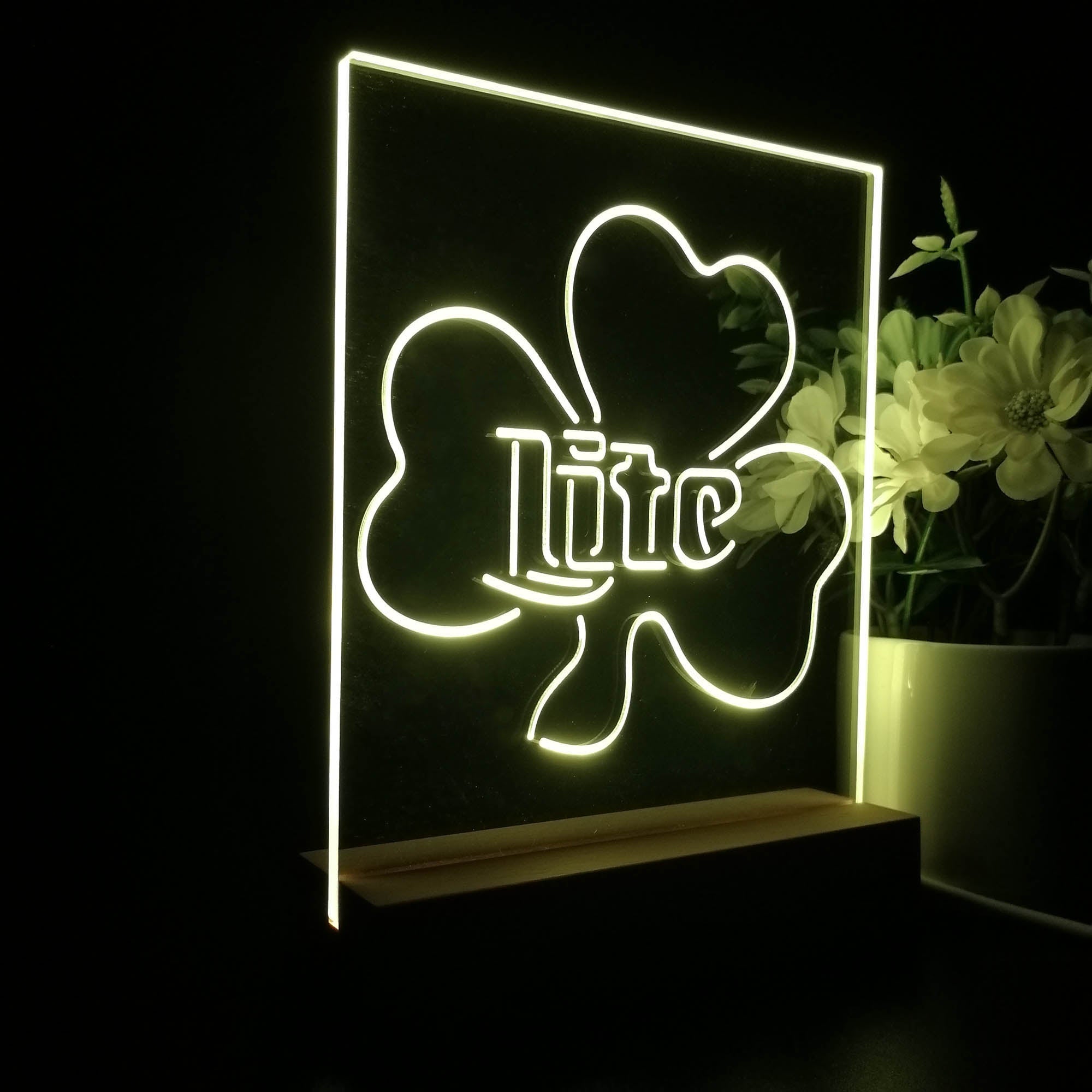 Miller Lite Shamrock Beer Night Light LED Sign