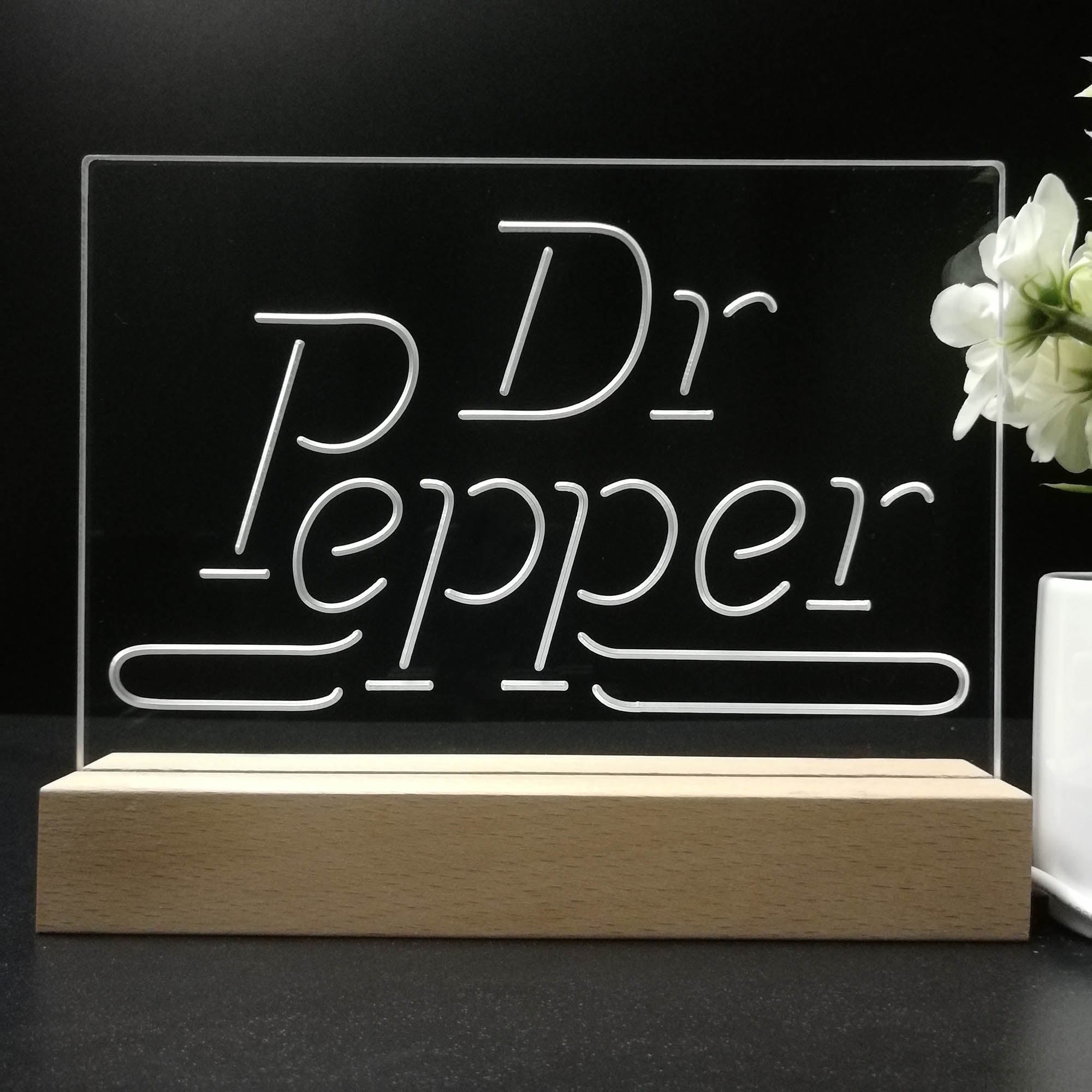 Dr Pepper Wordmark Logo Night Light LED Sign