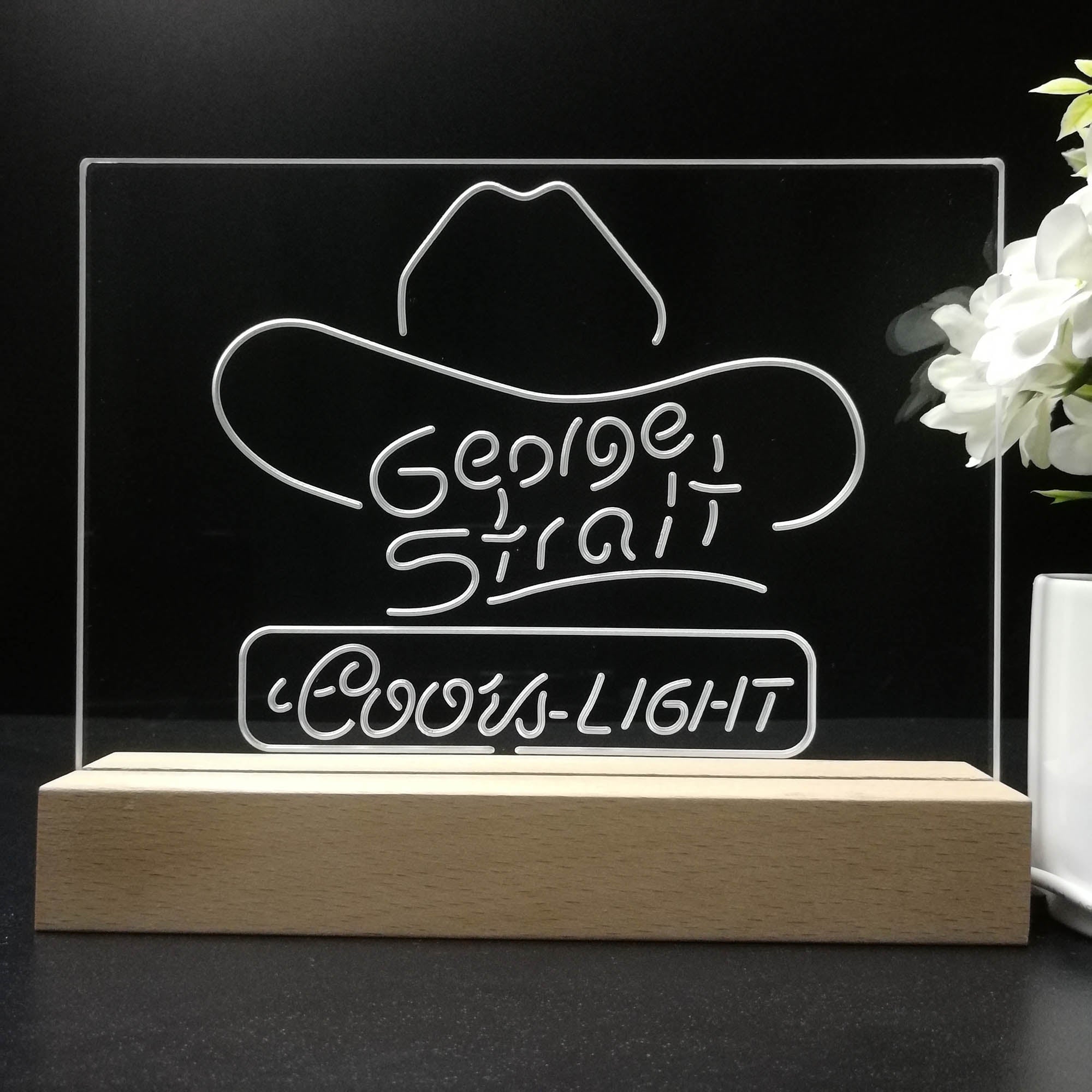 Coors Light George Strait Cowboys Night Light LED Sign