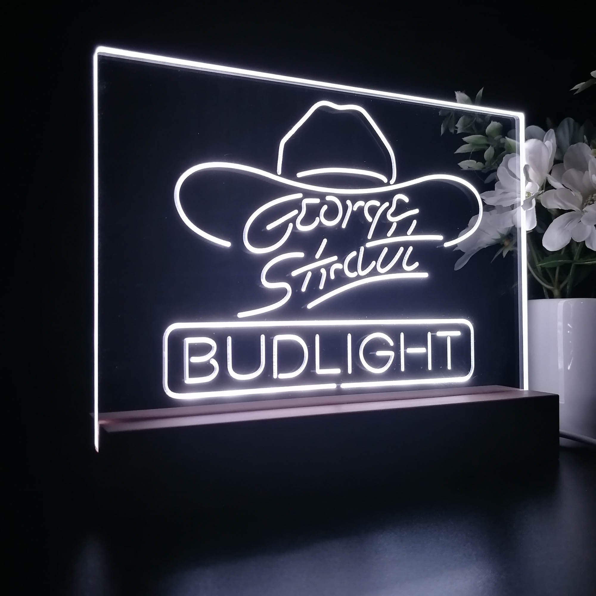Bud Light Cowboy Hat Sport Team Night Lamp 3D Illusion Lamp