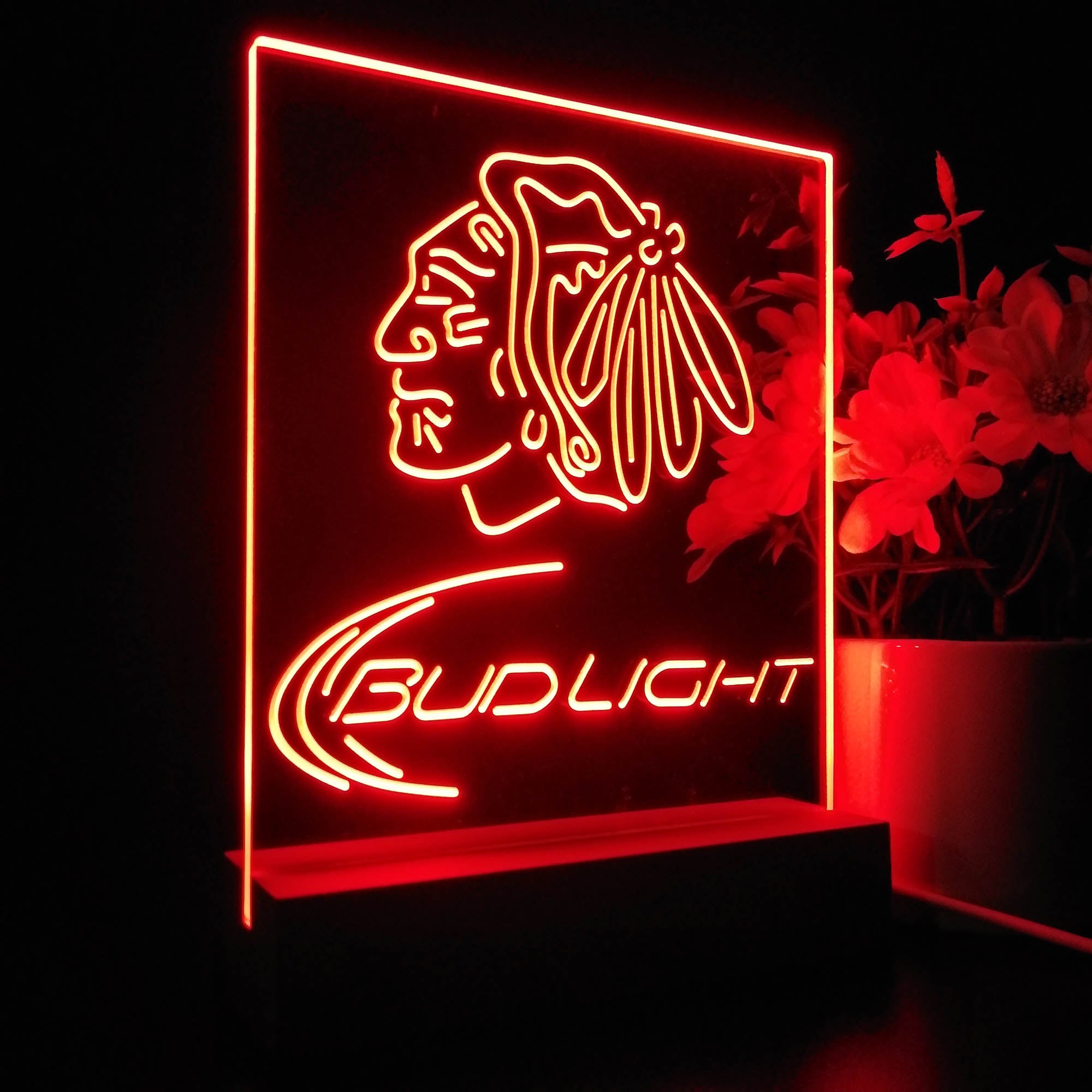 Bud Light Chicago Blackhawks 3D LED Optical Illusion Sport Team Night Light