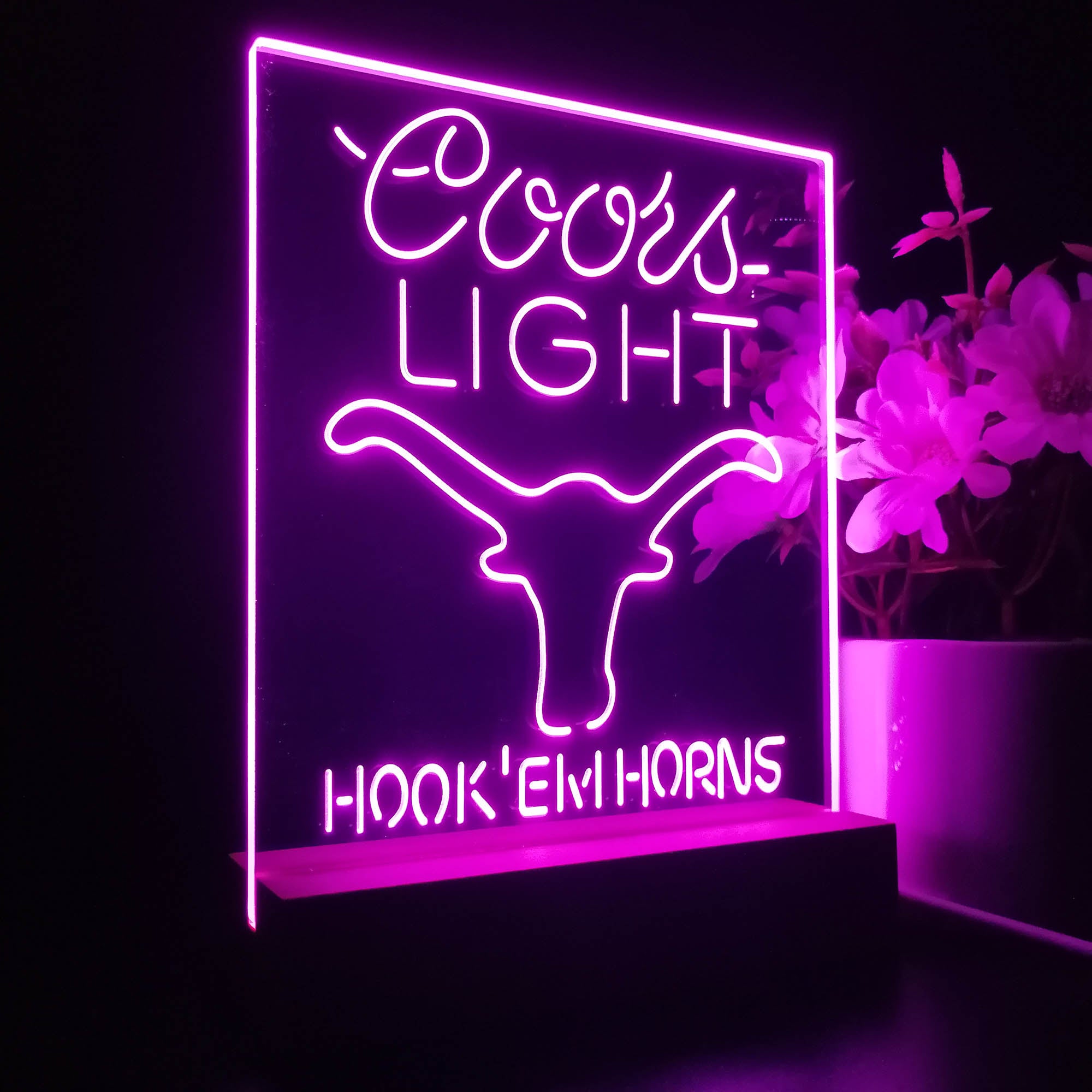 Coors Light Texas Longhorns Hook'em Horns 3D LED Optical Illusion Sport Team Night Light