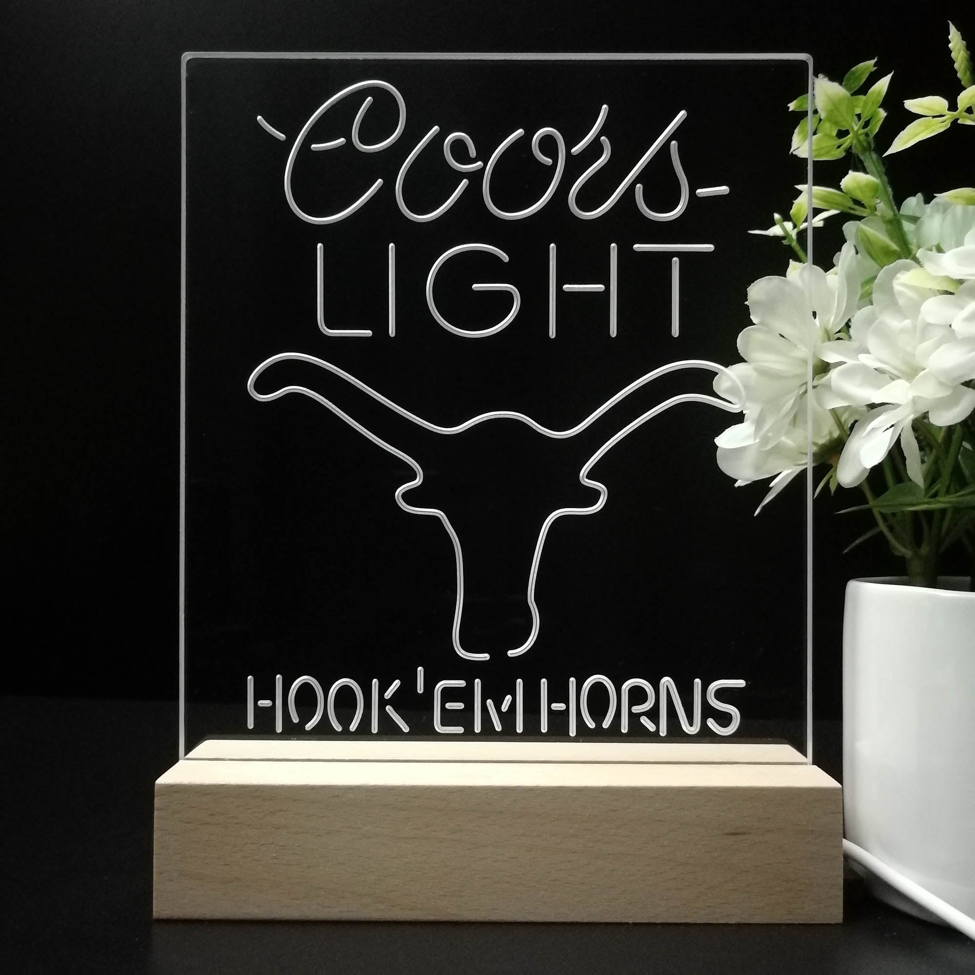 Coors Light Texas Longhorns Hook'em Horns 3D LED Optical Illusion Sport Team Night Light