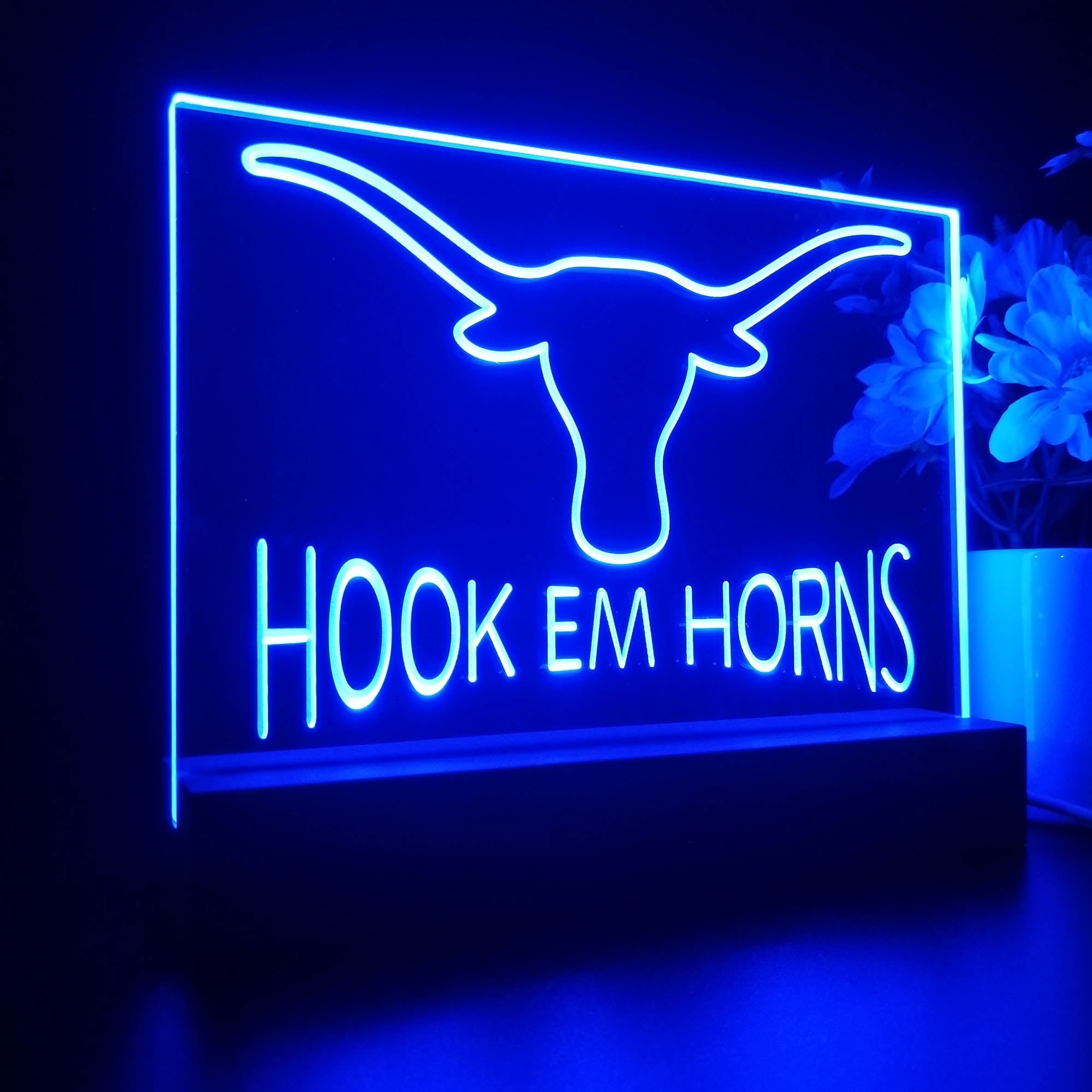 Hook Em Horns University of Texas Sport Team Night Lamp 3D Illusion Lamp