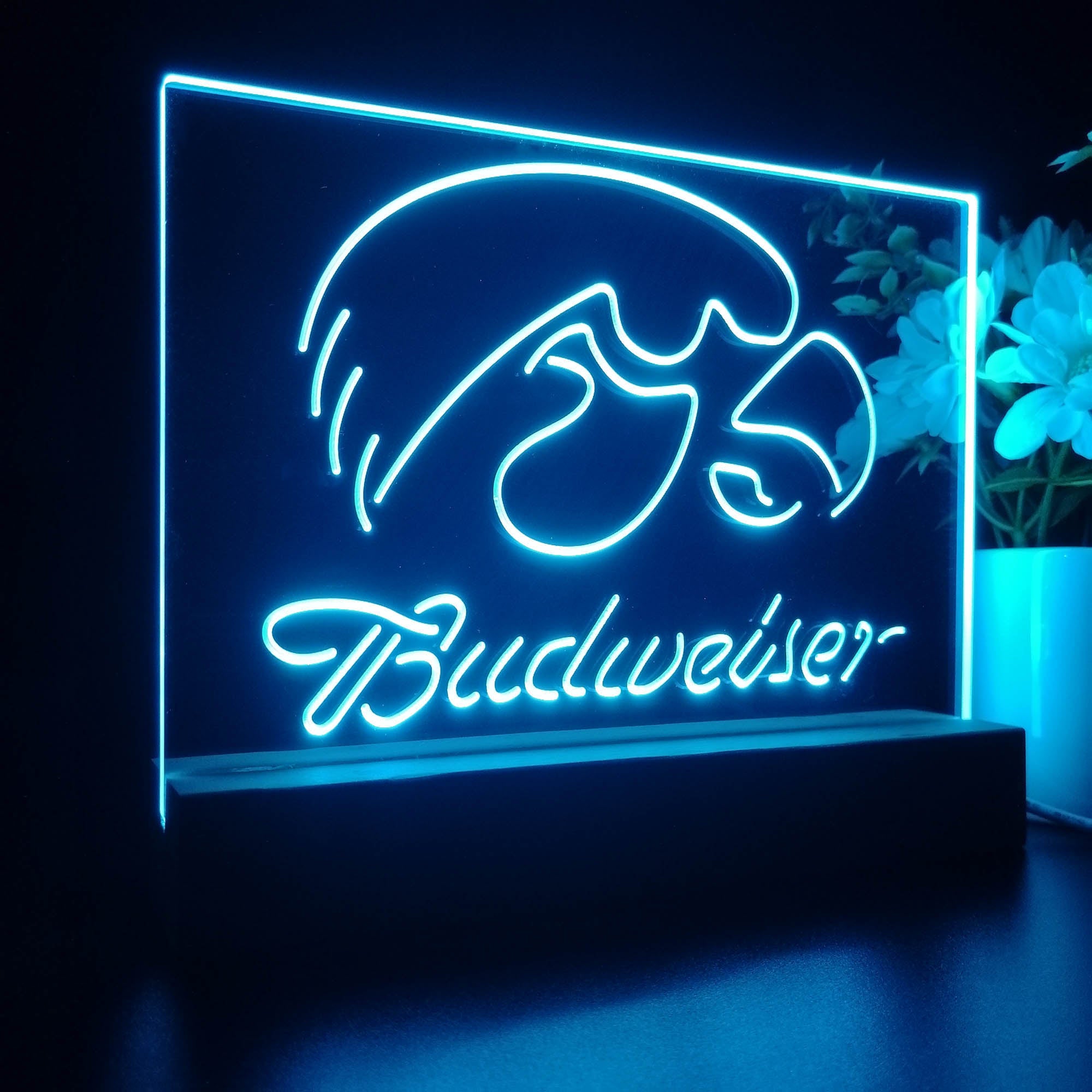 Budweiser University Of Iowa Sport Team Night Lamp 3D Illusion Lamp