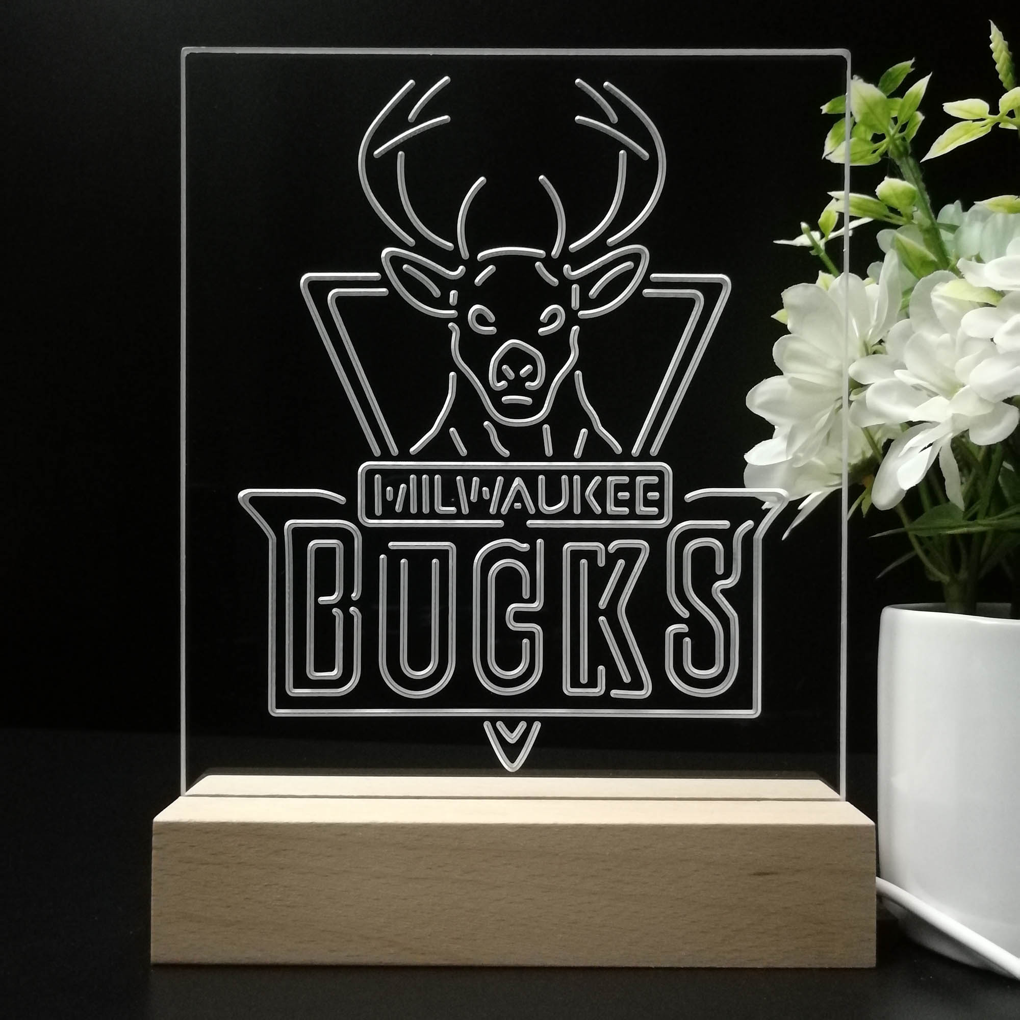 Milwaukee Bucks Baseketball 3D LED Optical Illusion Sport Team Night Light