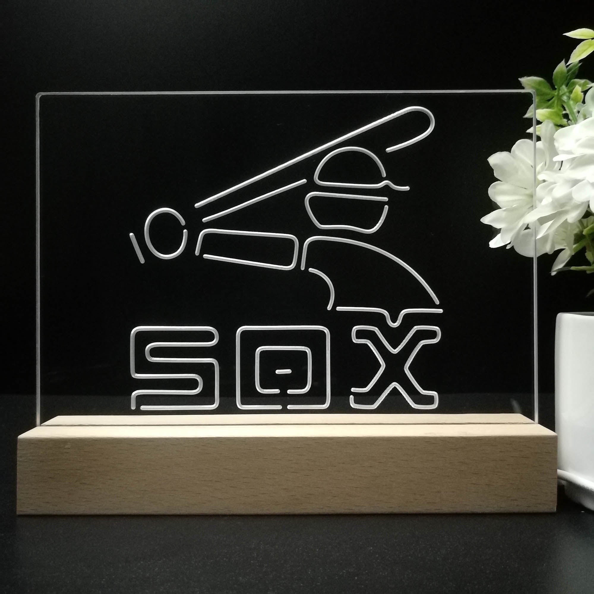 Chicago White Soxs Souvenir Throwback Night Light LED Sign