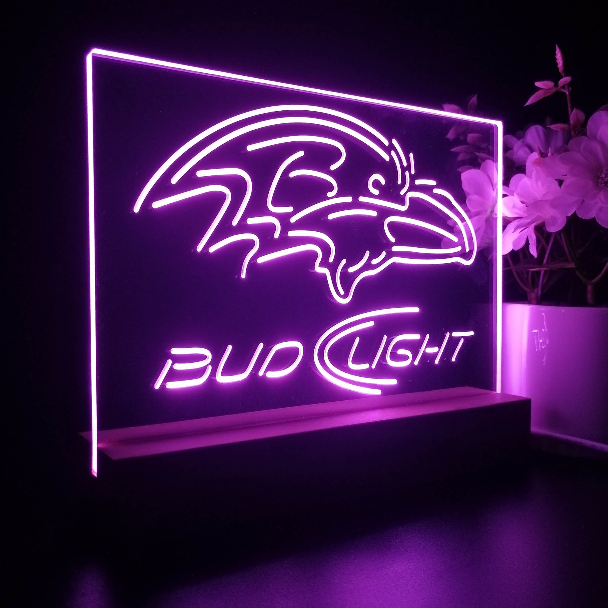 Bud Light Baltimore Ravens Sport Team Night Light 3D Illusion Lamp