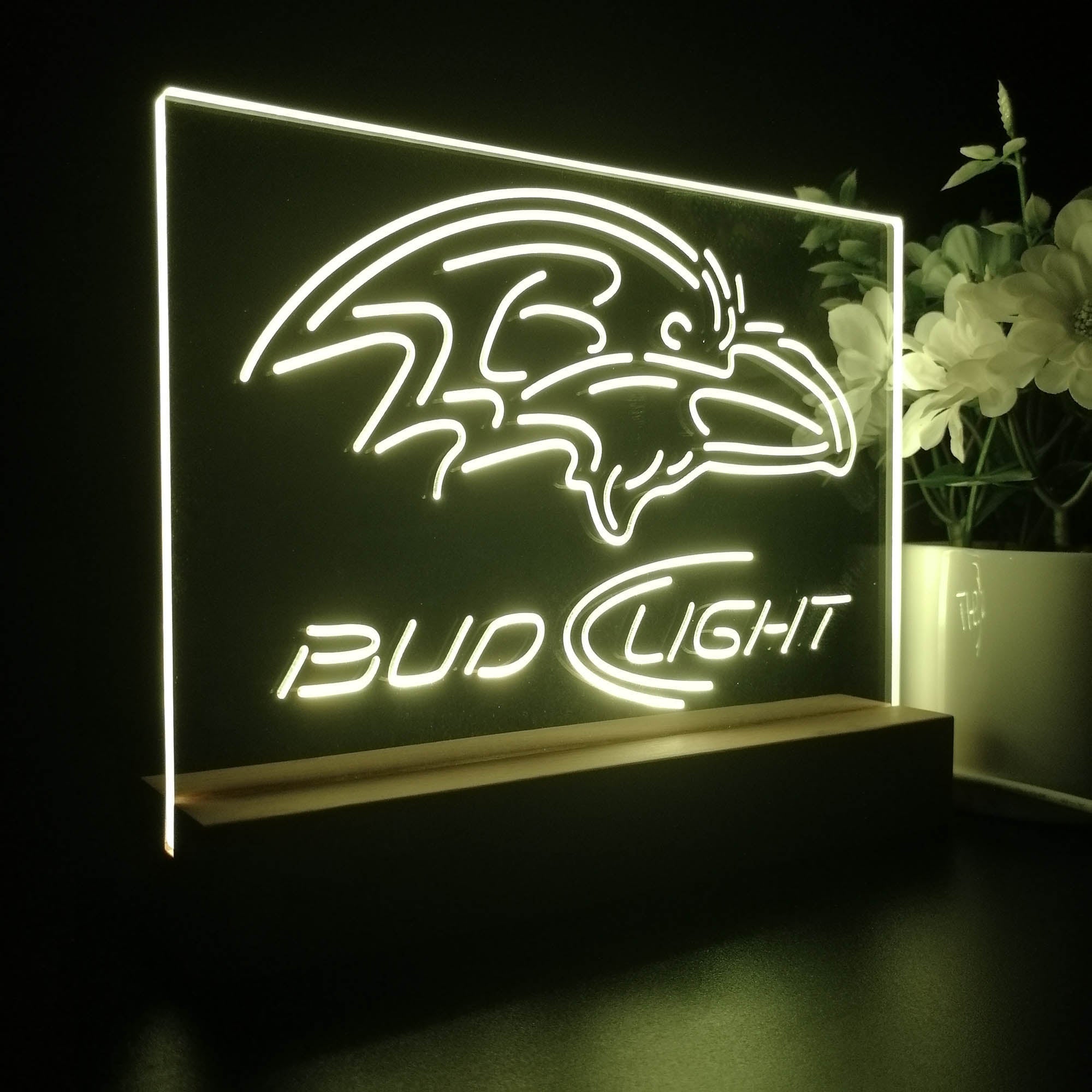 Bud Light Baltimore Ravens Sport Team Night Light 3D Illusion Lamp