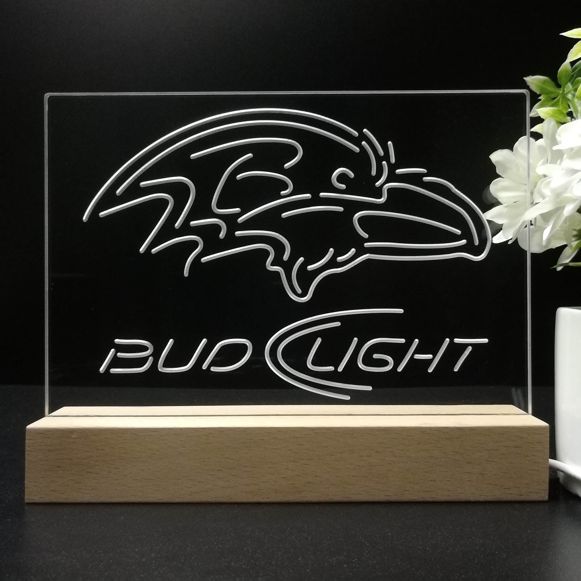 Bud Light Baltimore Ravens Sport Team Night Light 3D Illusion Lamp