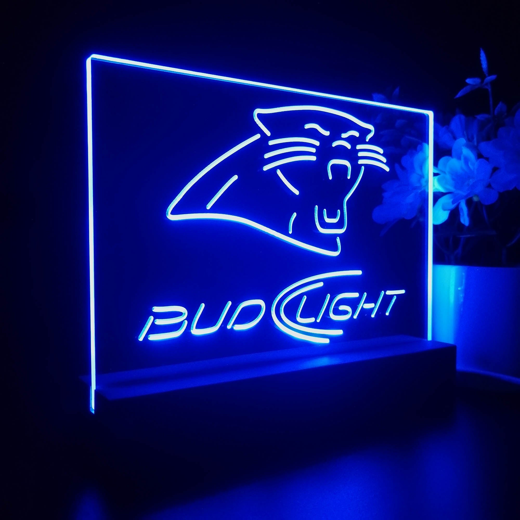 Bud Light Carolina Panthers Sport Team Night Light 3D Illusion Lamp