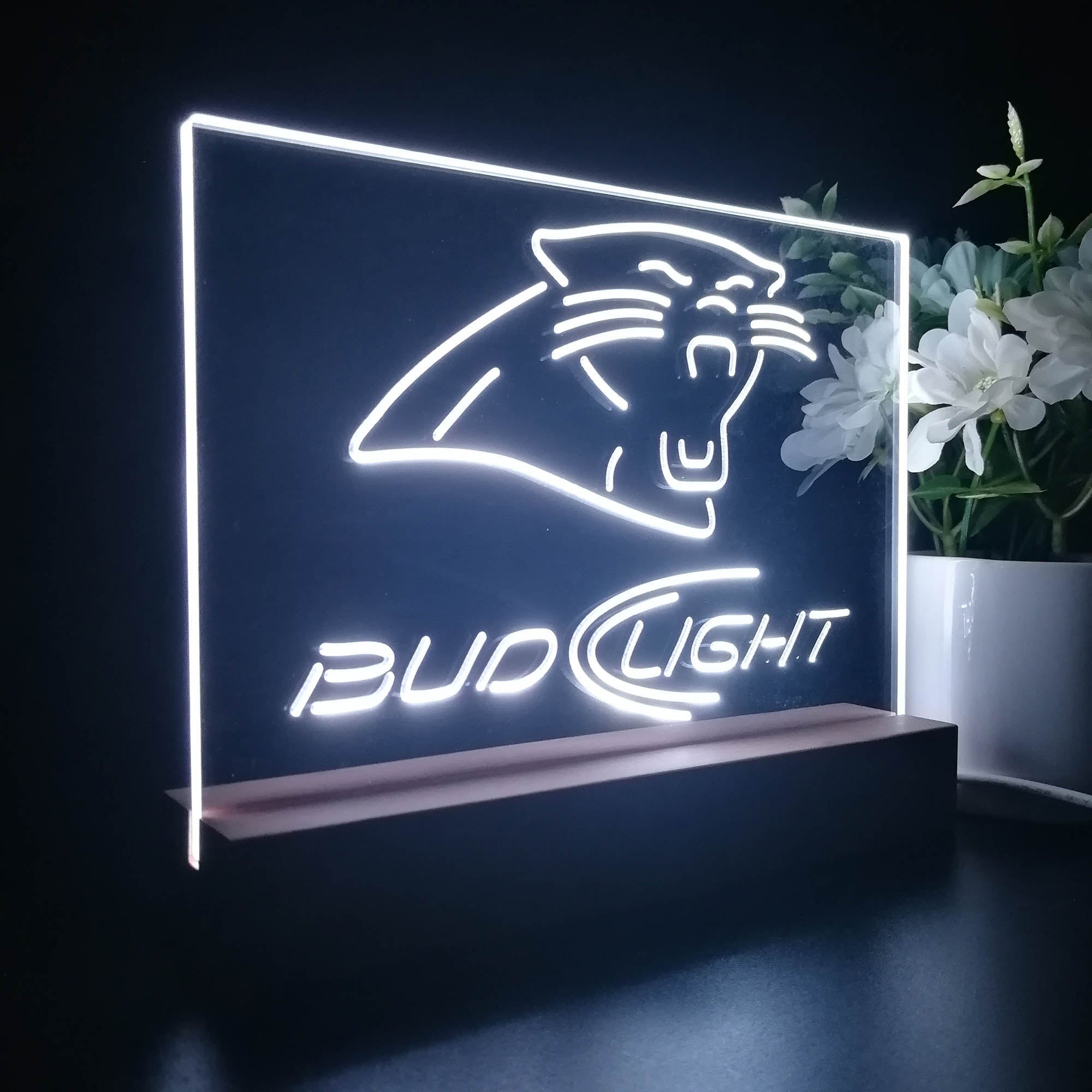 Bud Light Carolina Panthers Sport Team Night Light 3D Illusion Lamp