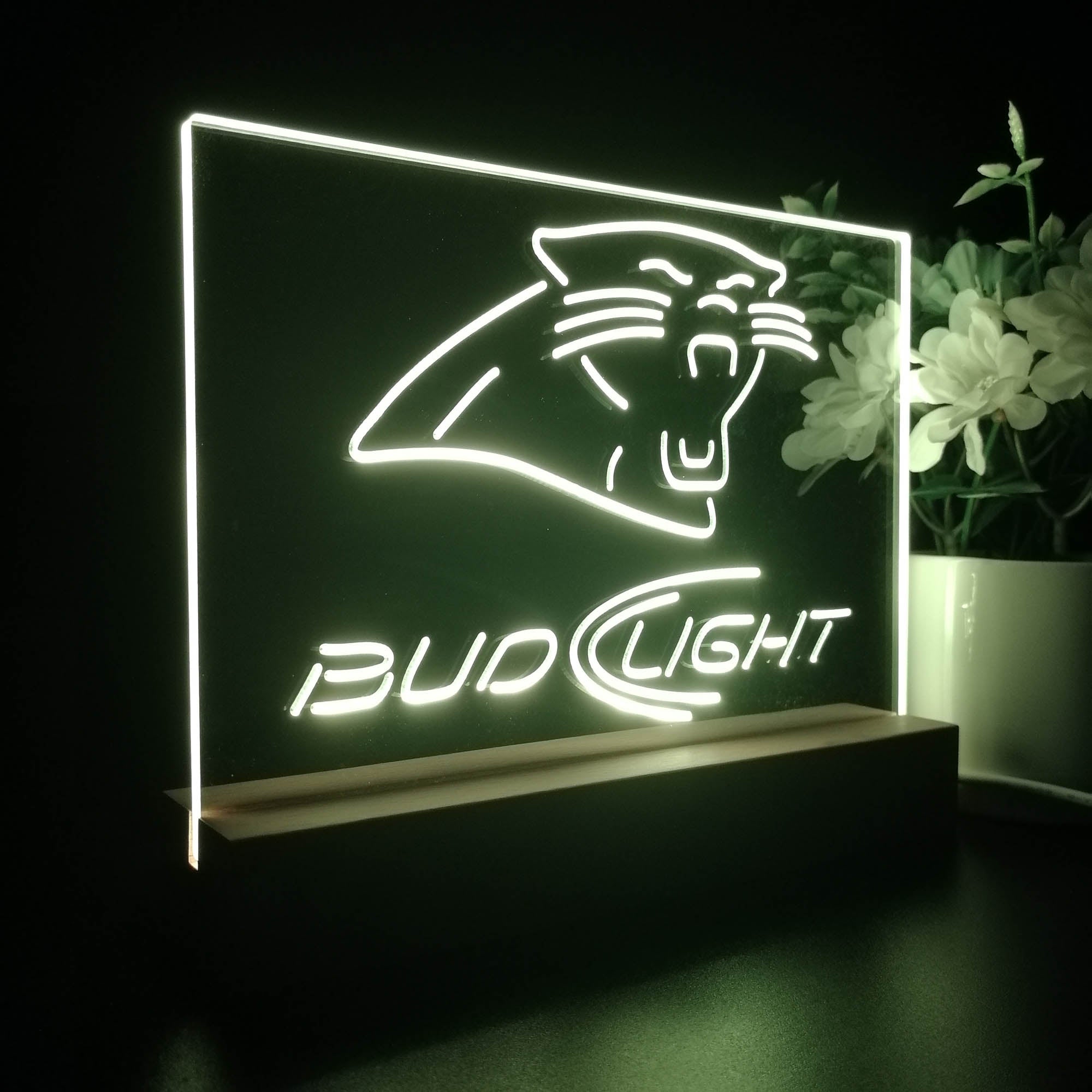 Bud Light Carolina Panthers Sport Team Night Light 3D Illusion Lamp