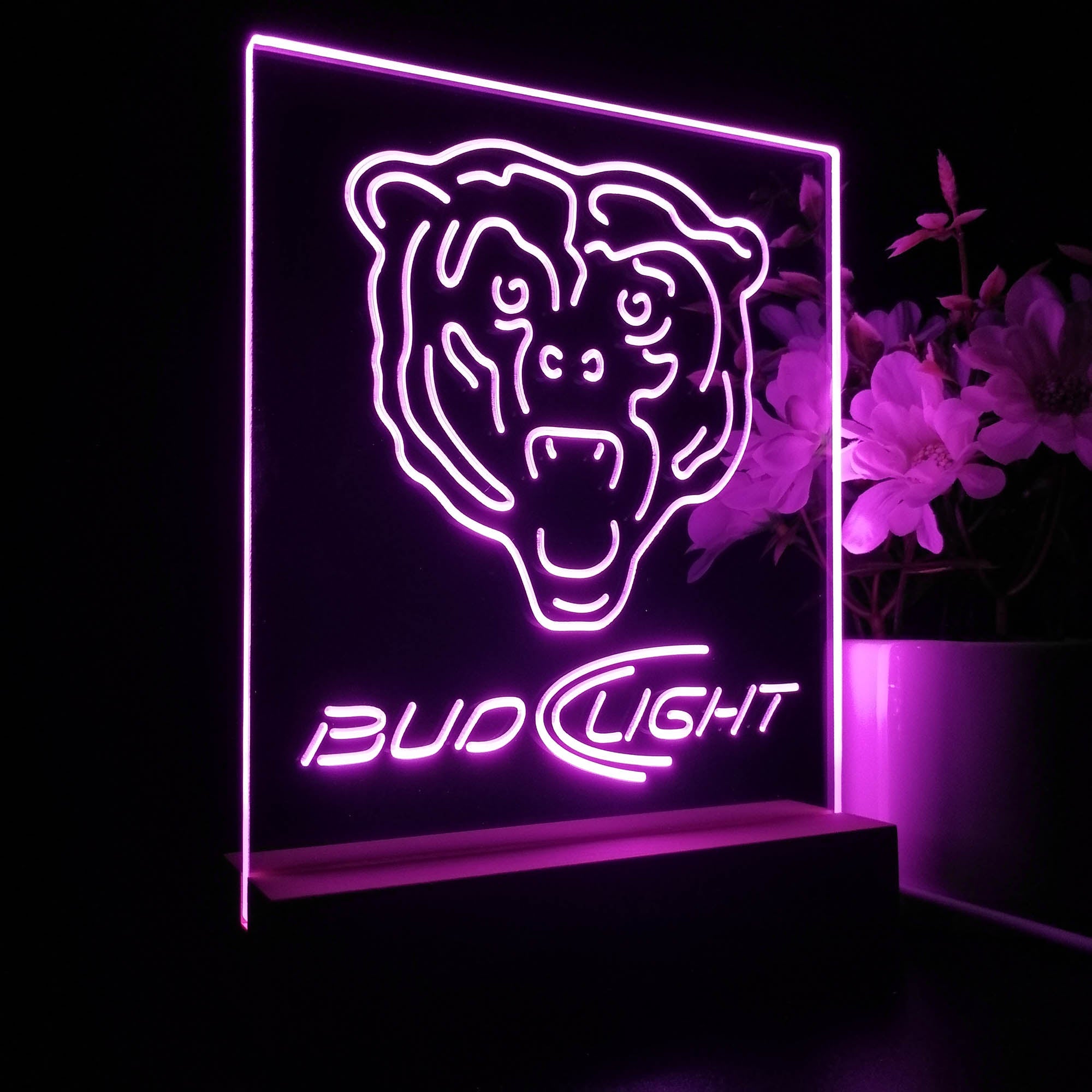 Bud Light Chicago Bears 3D LED Optical Illusion Sport Team Night Light
