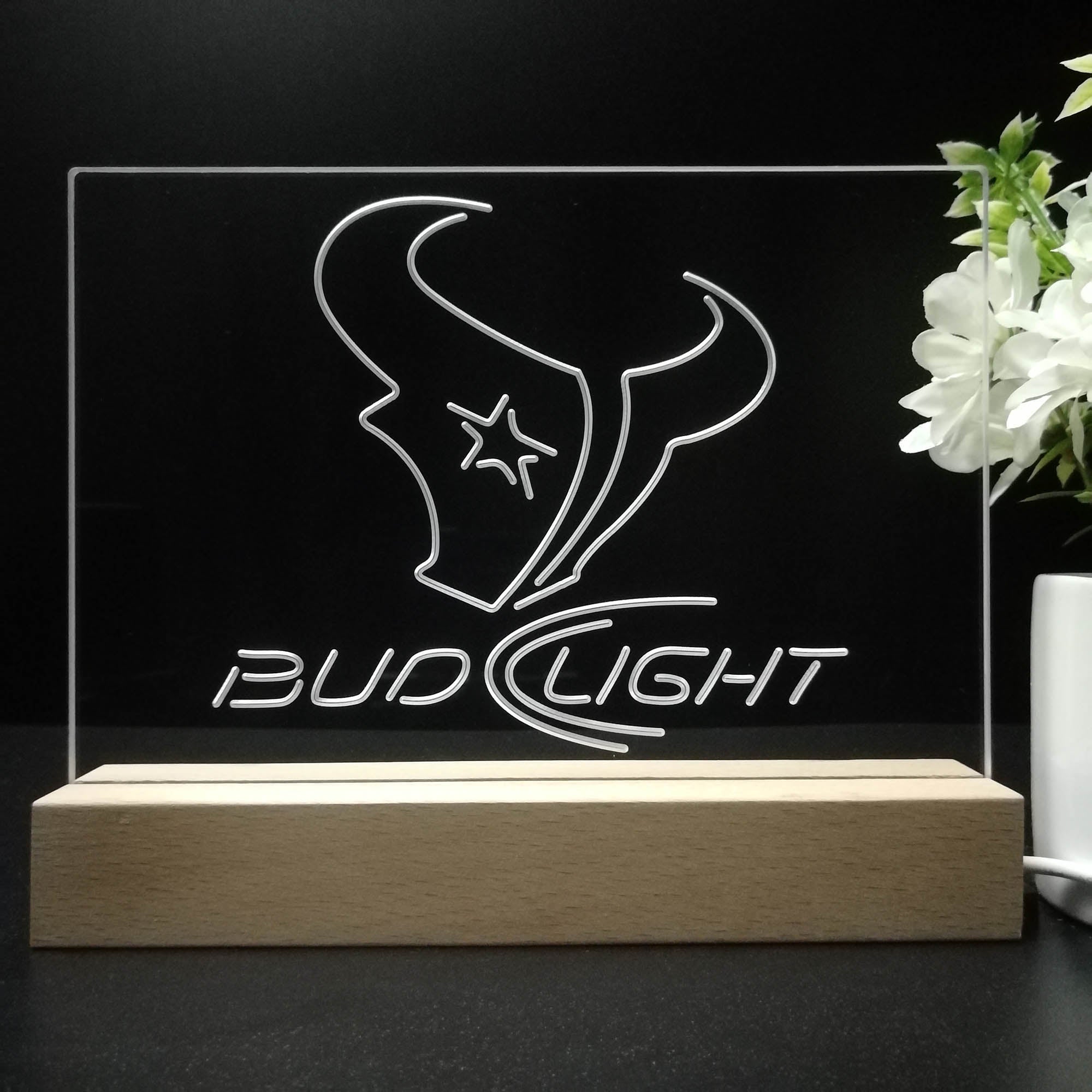 Bud Light Houston Texans Sport Team Night Light 3D Illusion Lamp