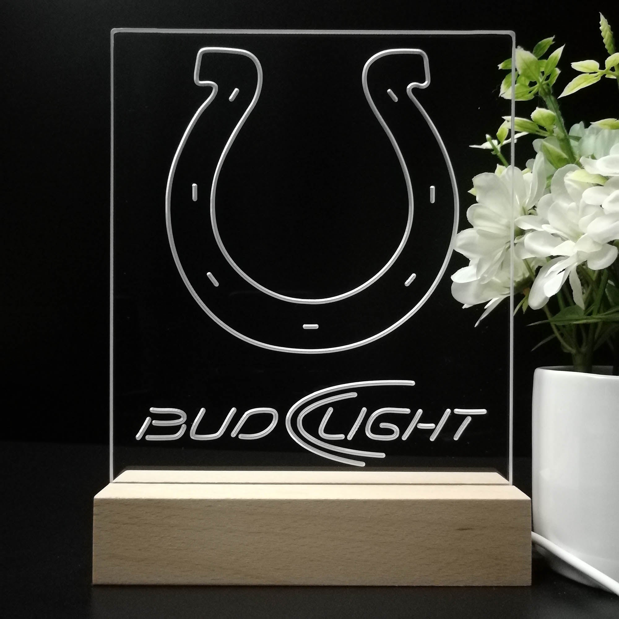 Bud Light Indianapolis Colts 3D LED Optical Illusion Sport Team Night Light