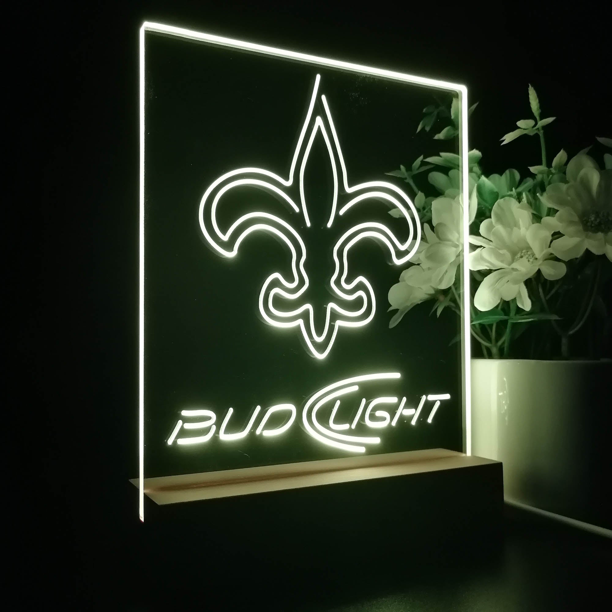 Bud Light New Orleans Saints 3D LED Optical Illusion Sport Team Night Light